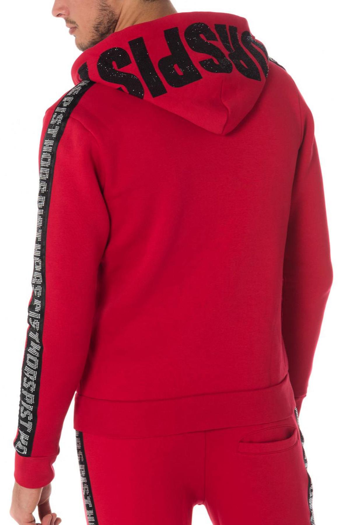 Red zipped sweatshirt with rhinestones Horspist - Image n°2