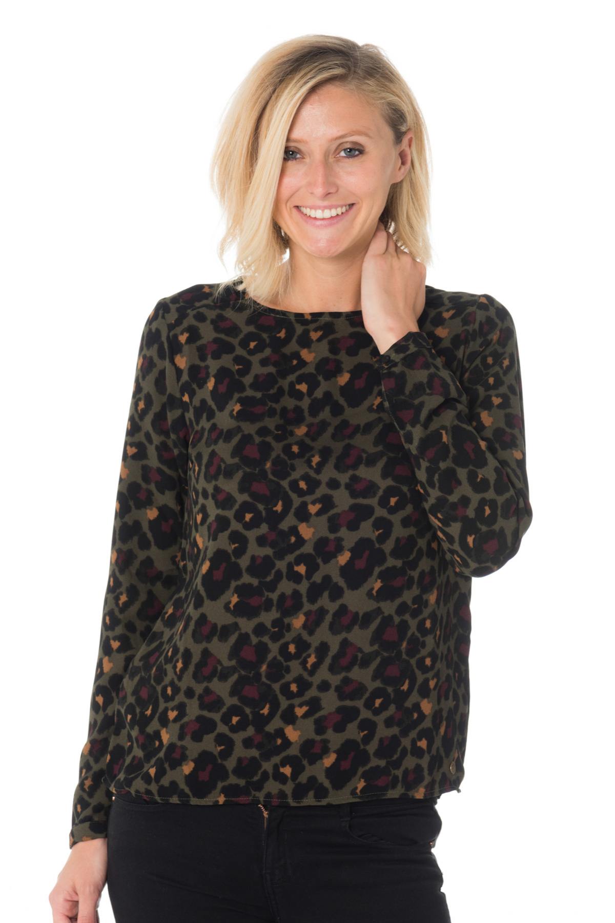 Khaki top with leopard print Kaporal - Image n°1