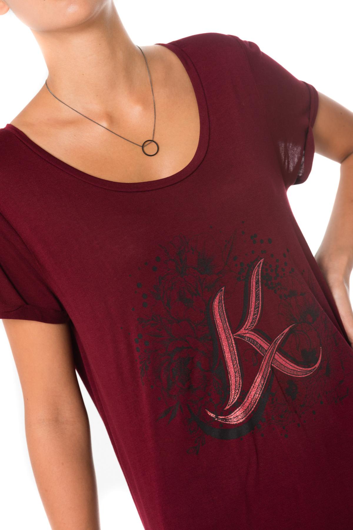 Kaporal women's burgundy t-shirt - Image n°4