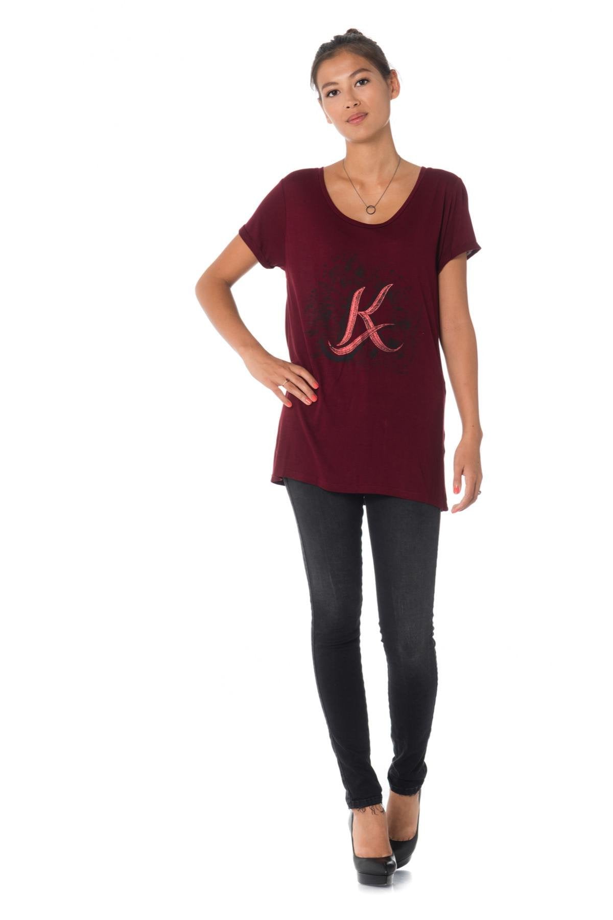 Kaporal women's burgundy t-shirt - Image n°2