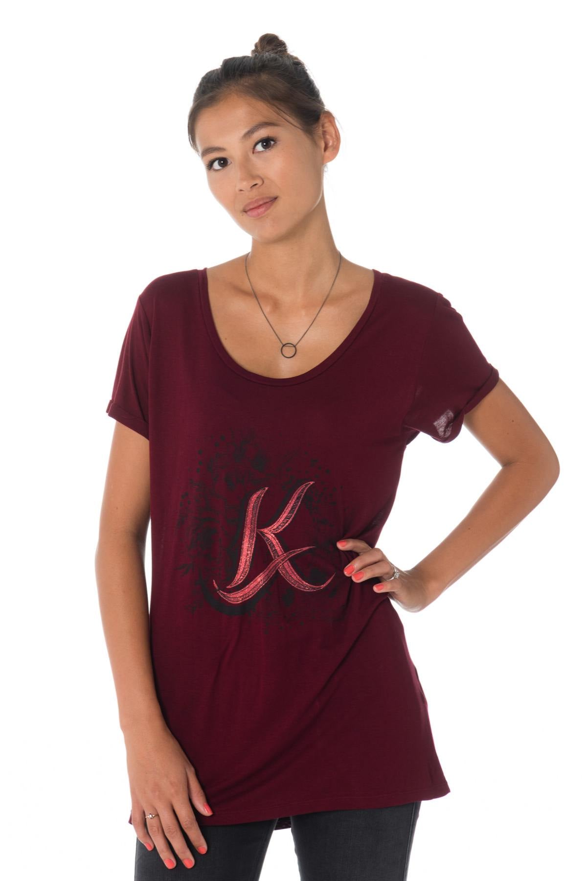 Kaporal women's burgundy t-shirt - Image n°1