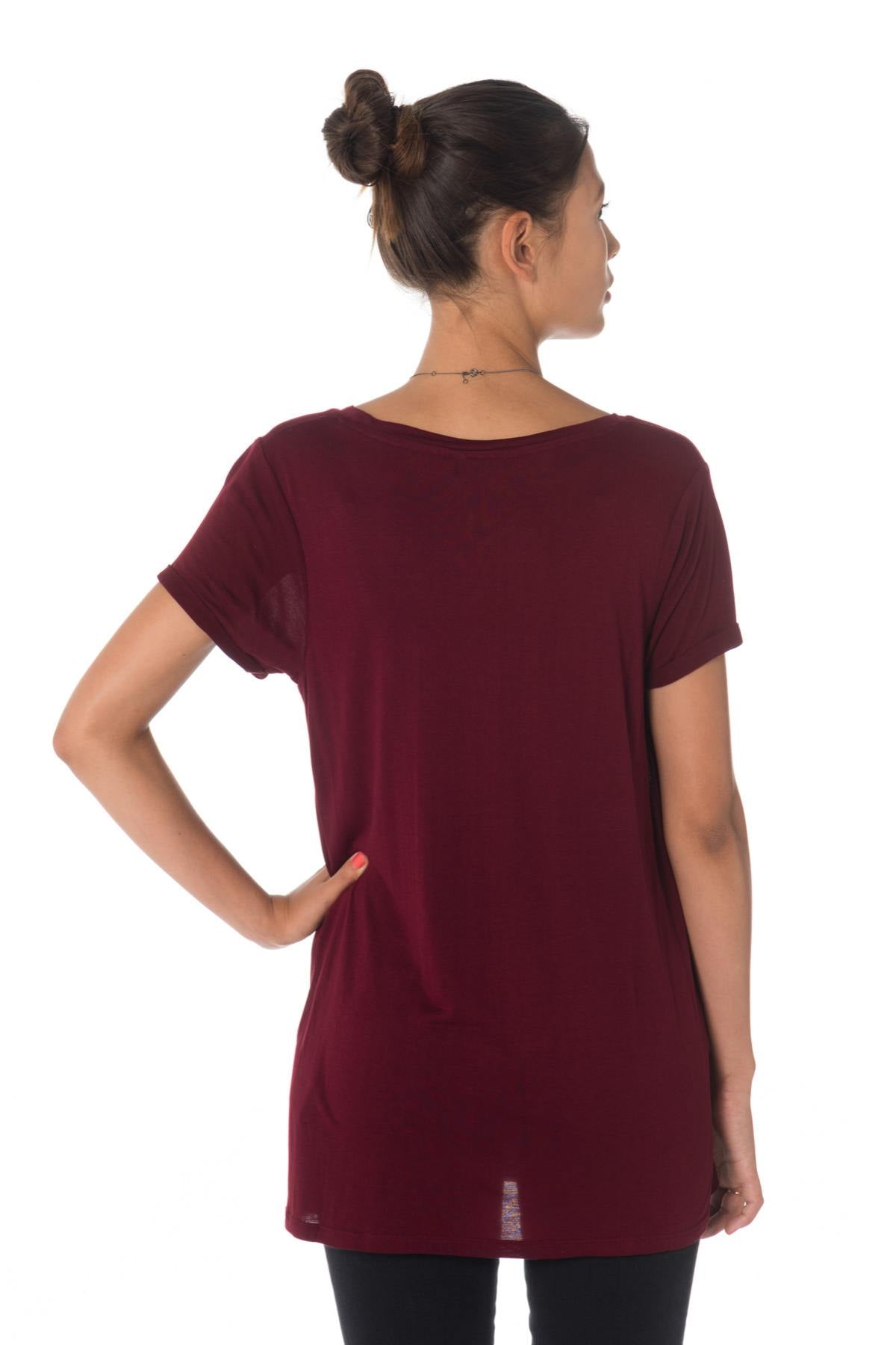 Kaporal women's burgundy t-shirt - Image n°3