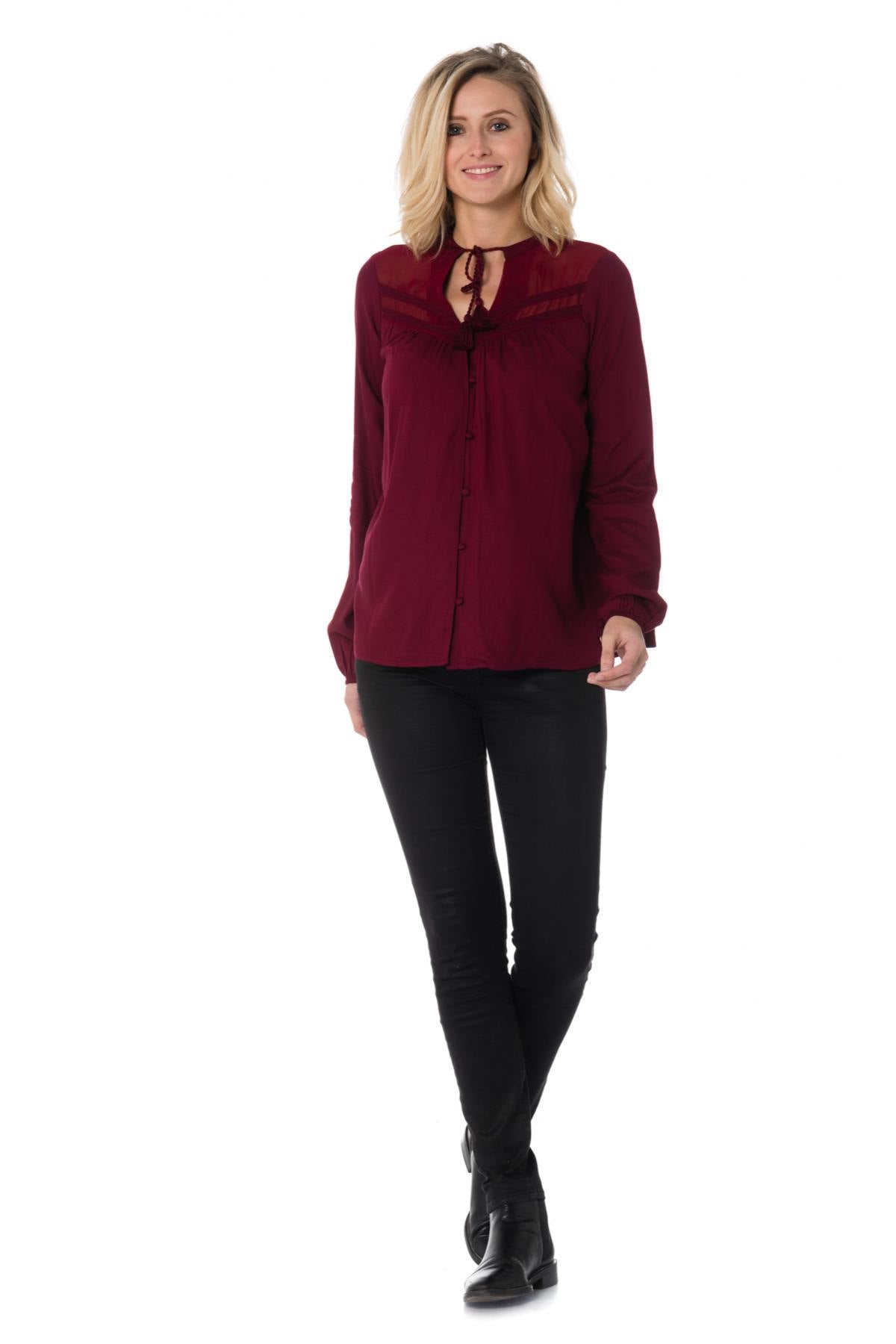 Kaporal women's blouse in burgundy color - Image n°2