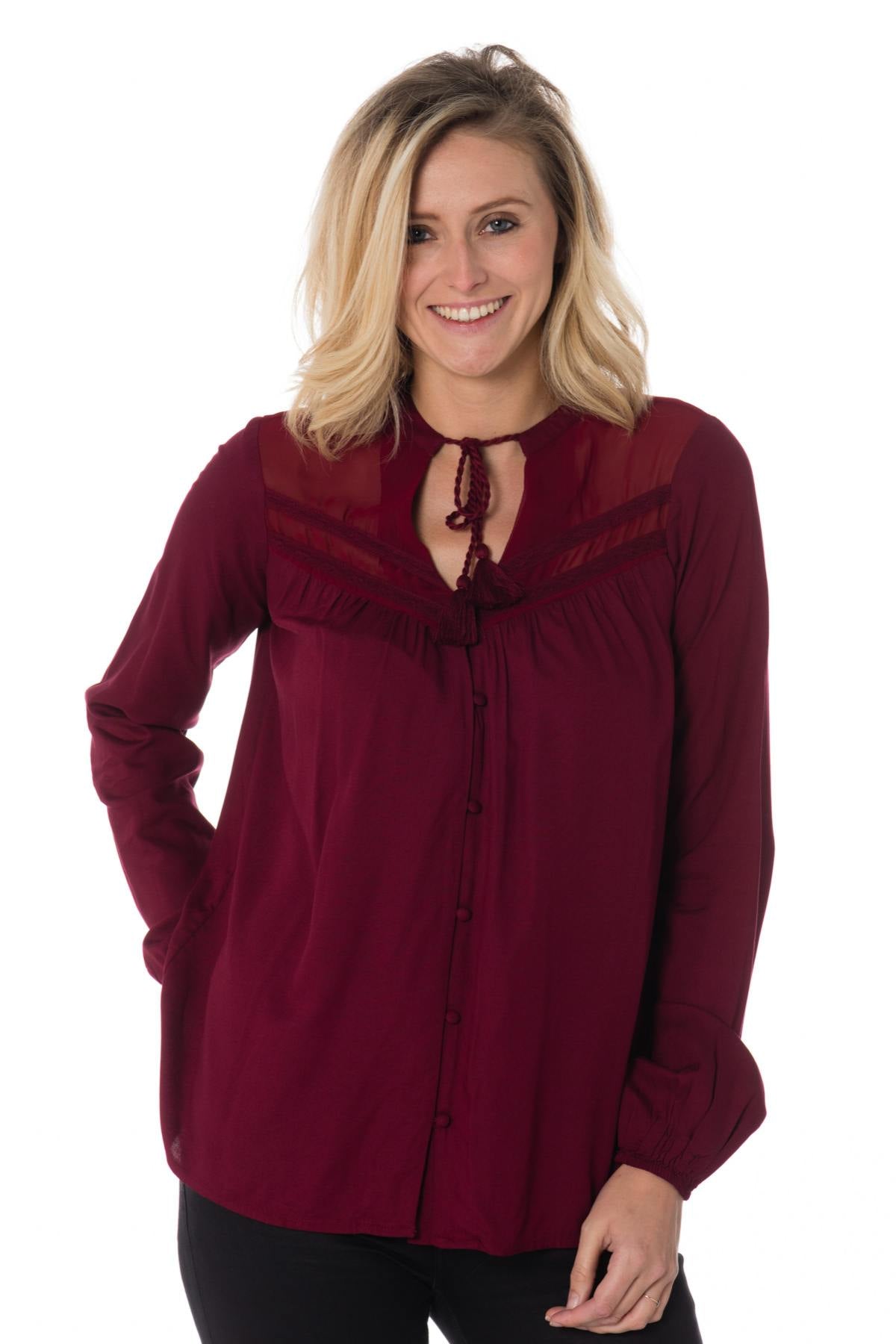 Kaporal women's blouse in burgundy color - Image n°4