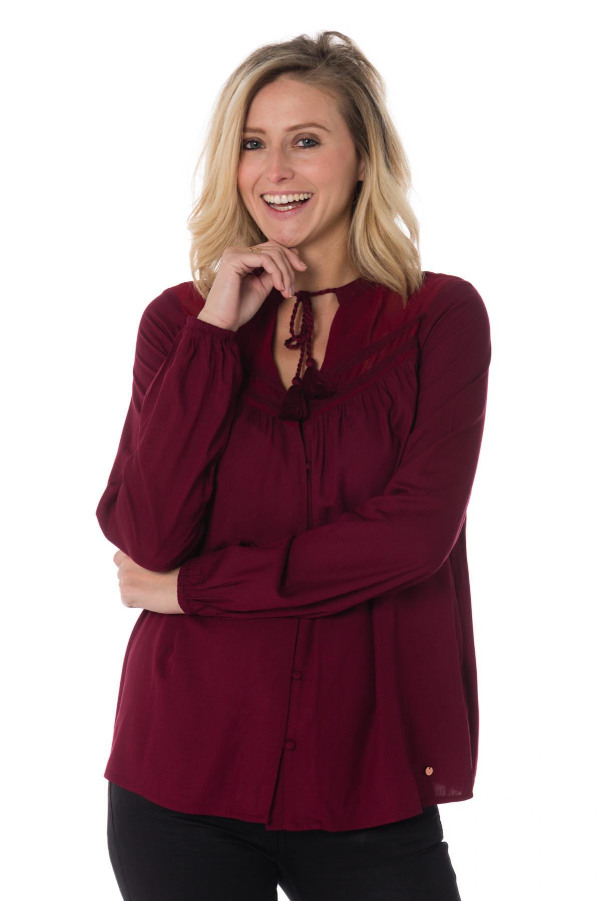 Kaporal women's blouse in burgundy color - Image n°1