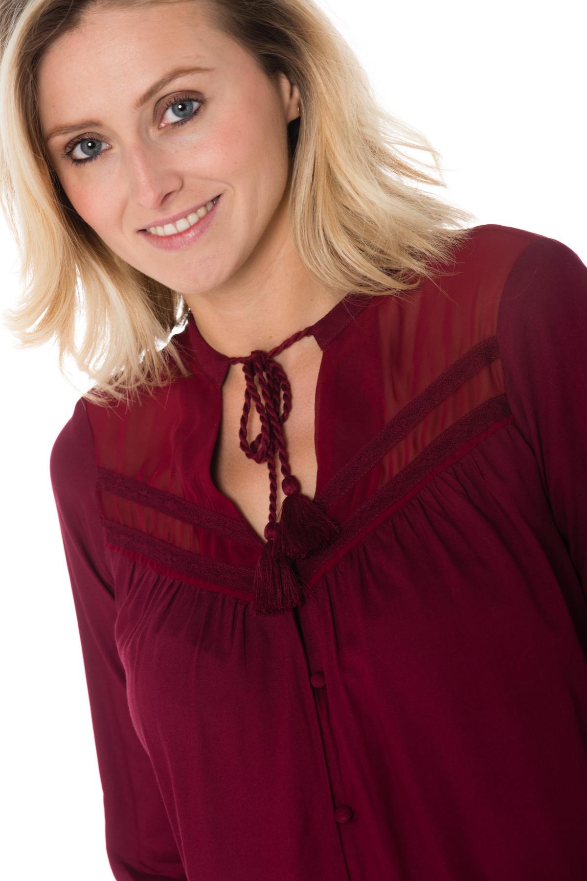 Kaporal women's blouse in burgundy color - Image n°5