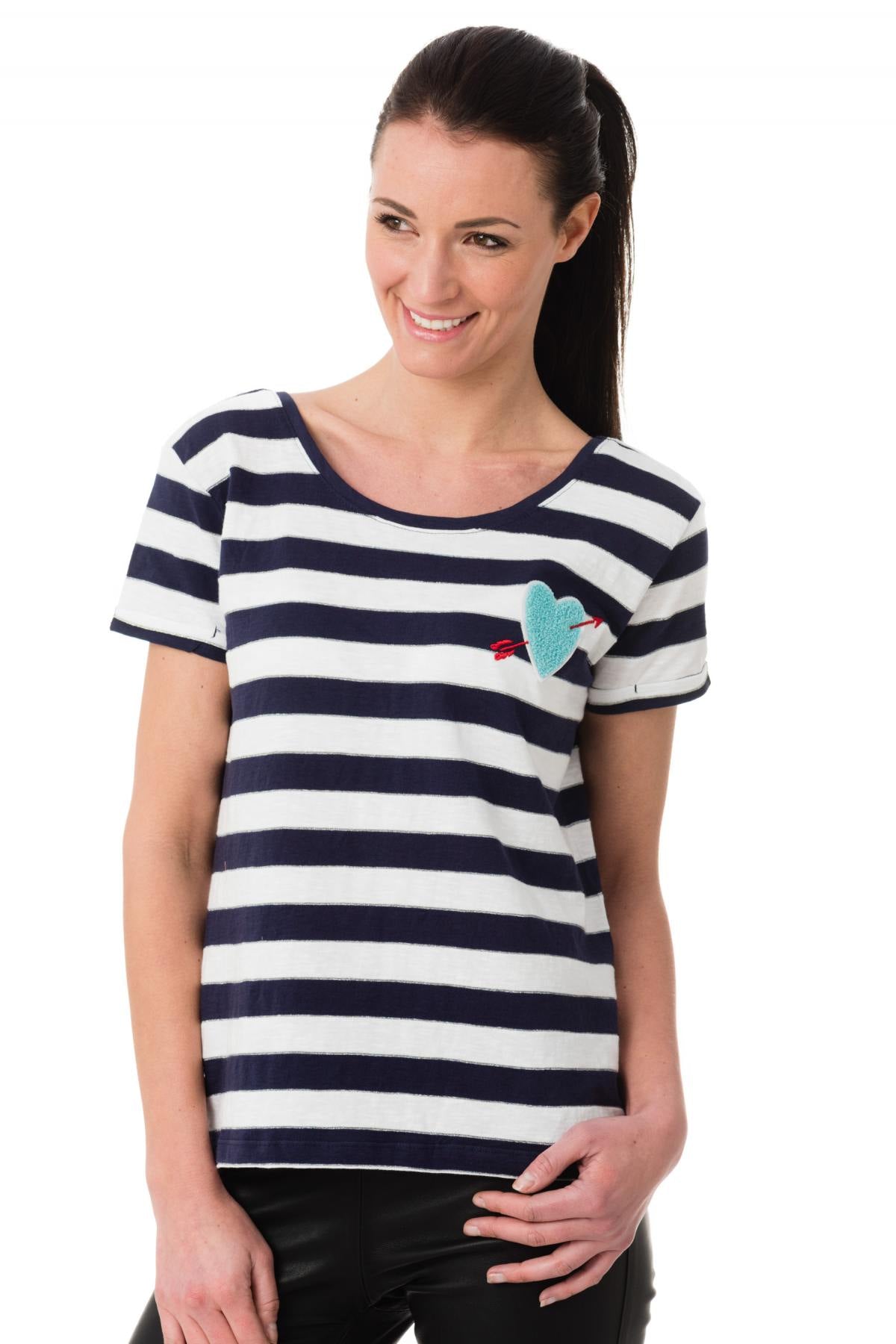 Kaporal women's navy blue and white sailor top - Image n°3