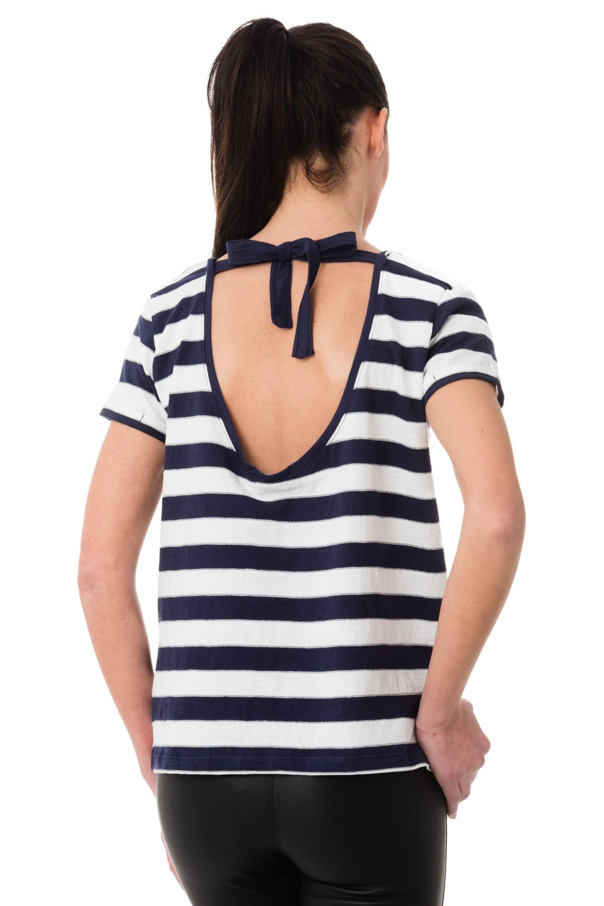 Kaporal women's navy blue and white sailor top - Image n°4