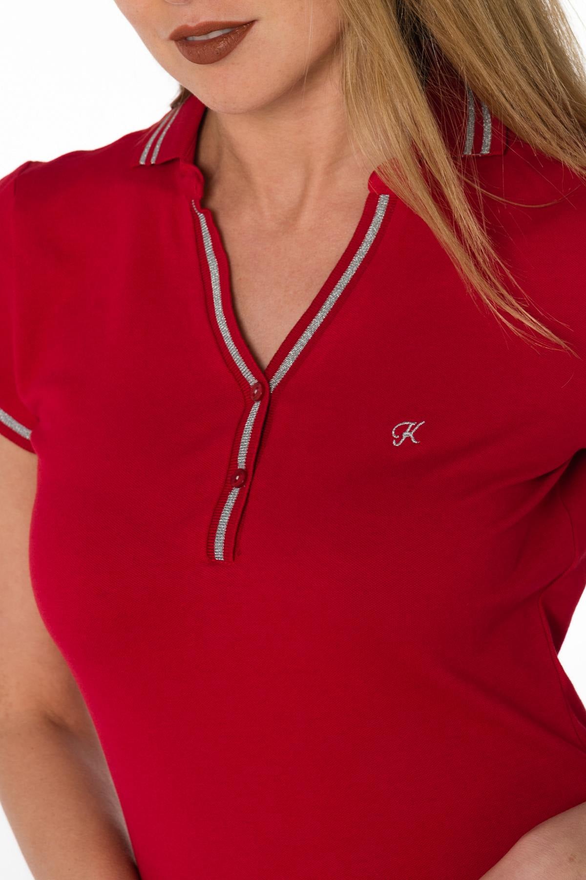  Red women's close-fitting T-shirt - Image n°5