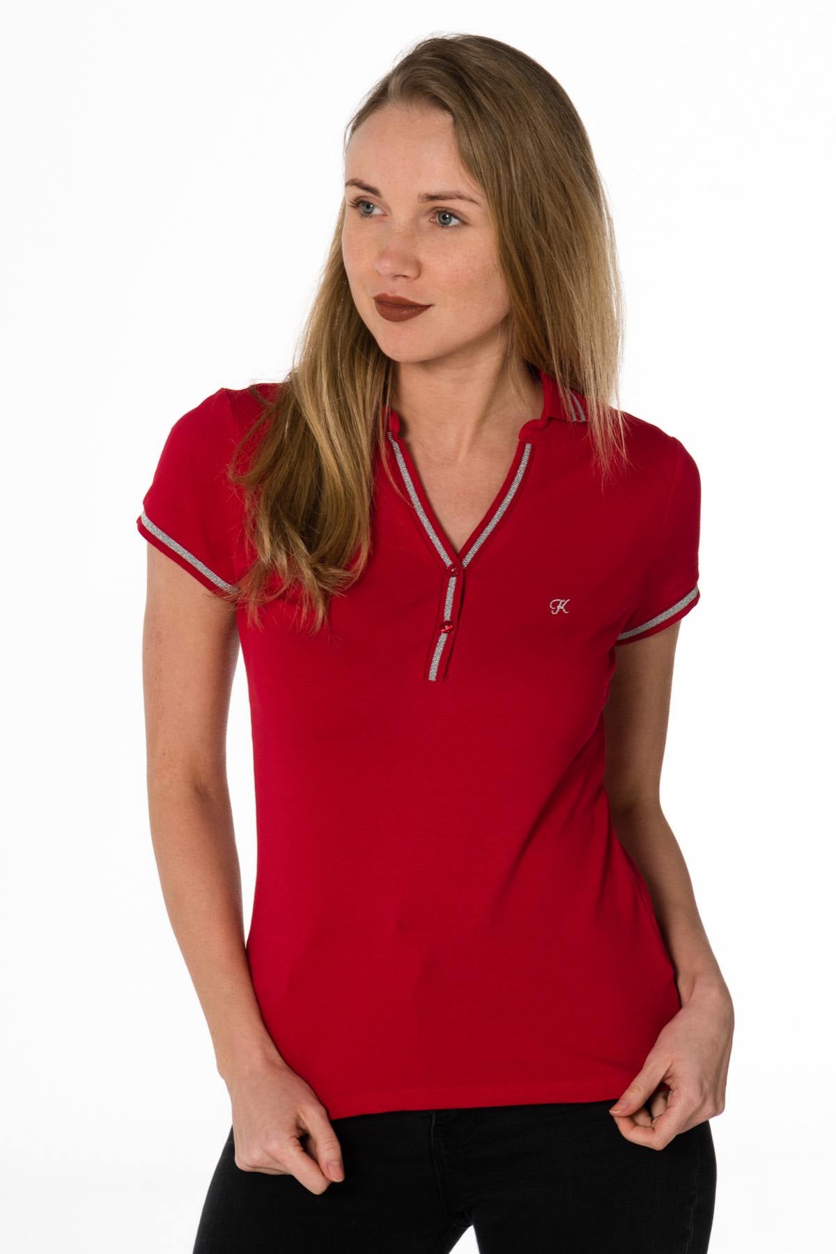  Red women's close-fitting T-shirt - Image n°1