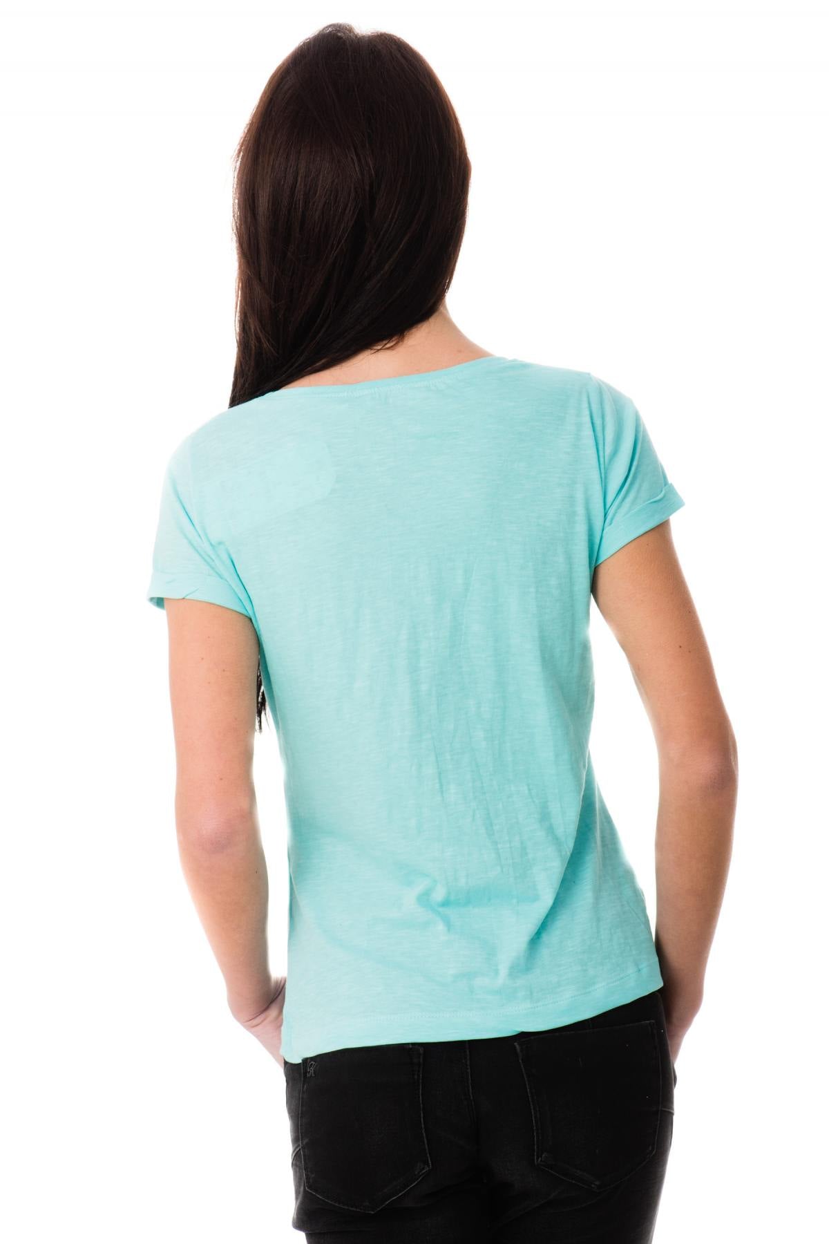 Kaporal turquoise blue plain t-shirt - Image n°4