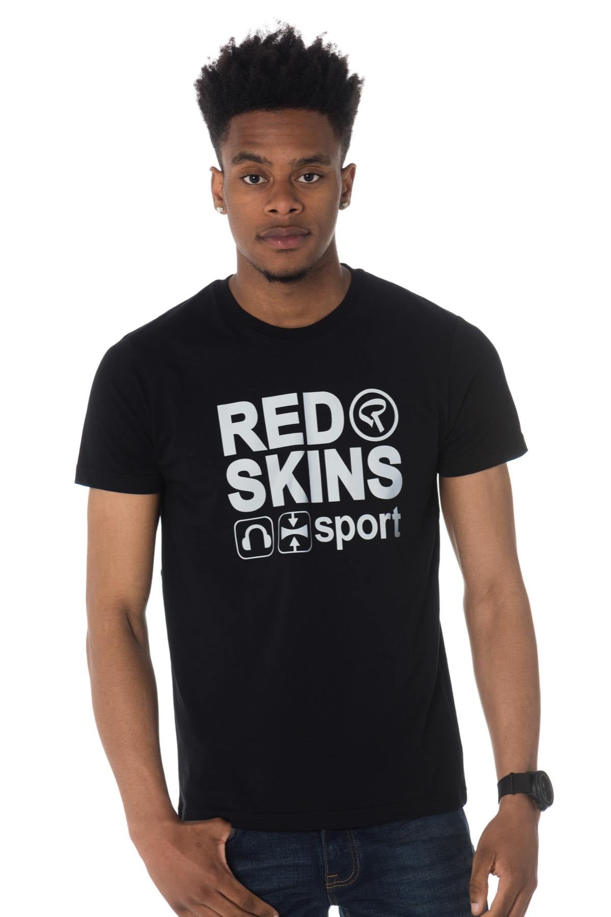 Black T-shirt with reflective logo - Image n°1