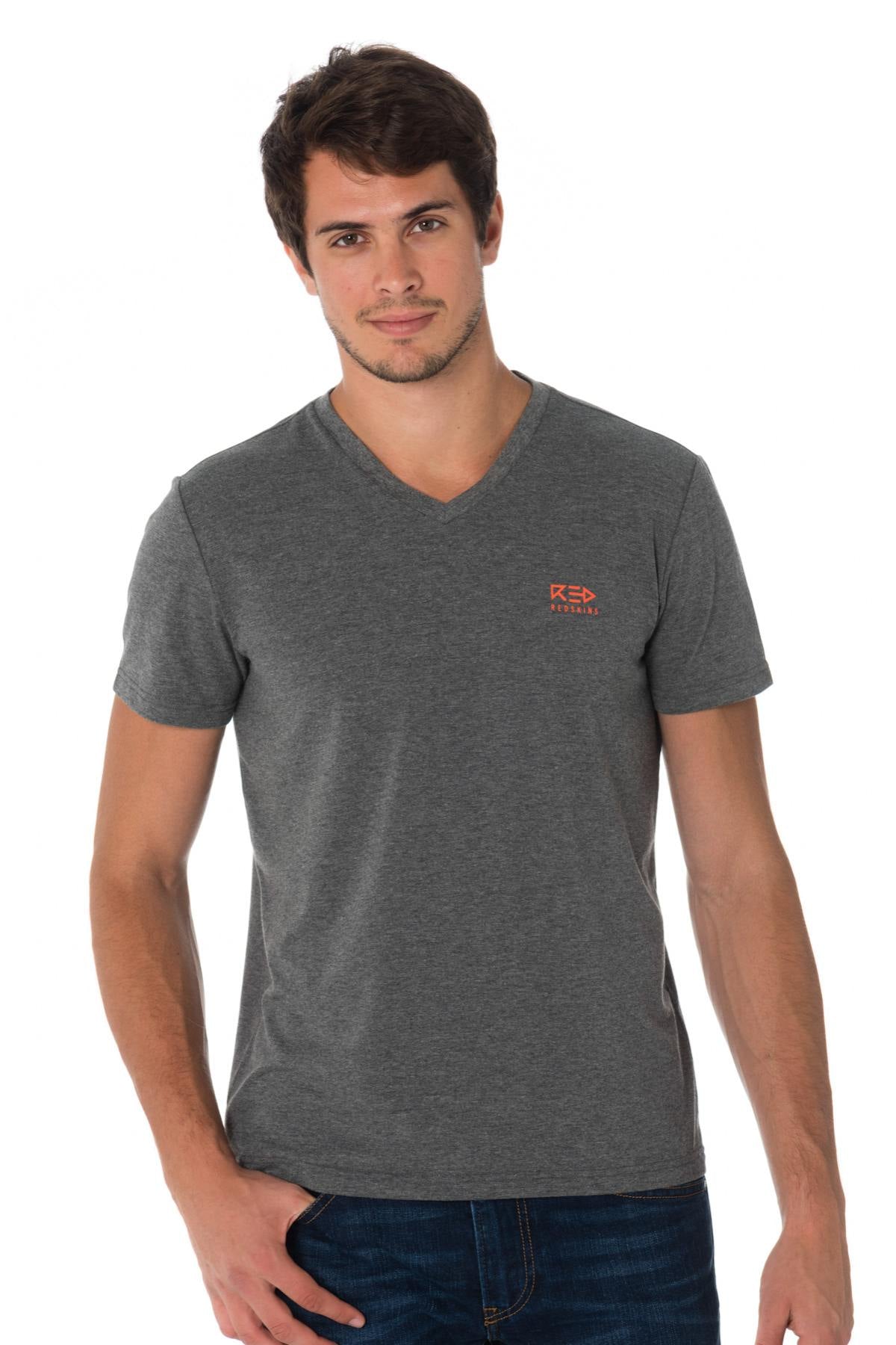 Charcoal V-neck and short-sleeved T-shirt - Image n°1