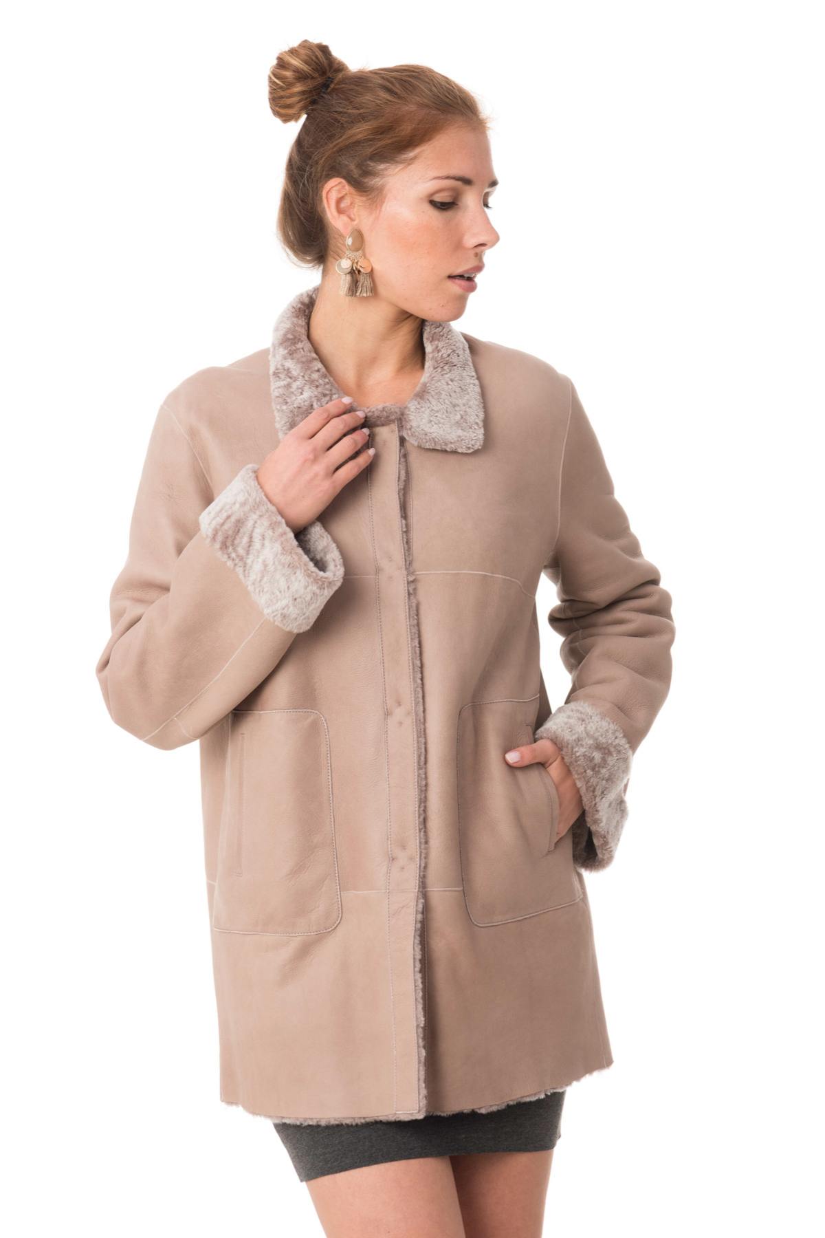 Pink shearling coat - Image n°1