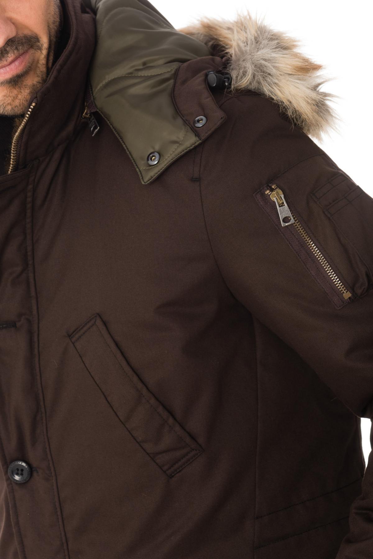 Men's brown polyester parka - Image n°6