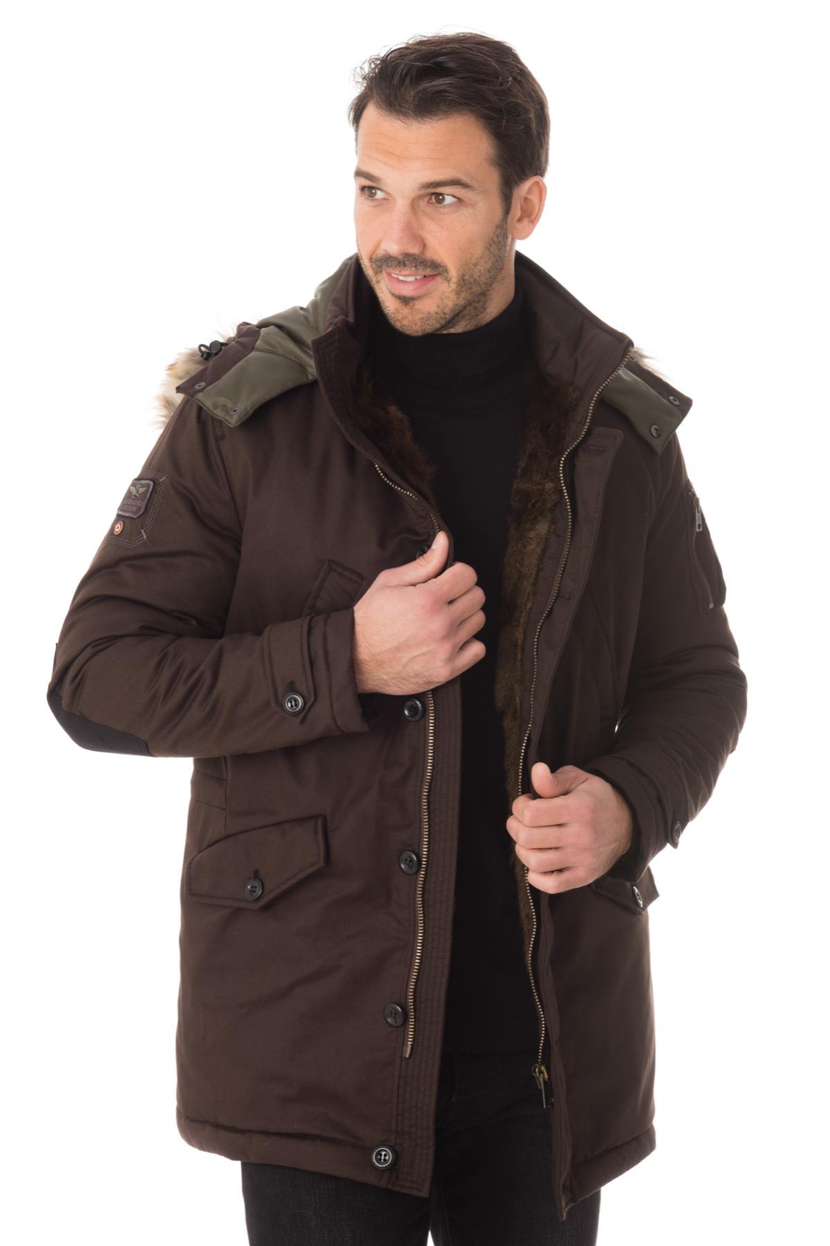 Men's brown polyester parka - Image n°3