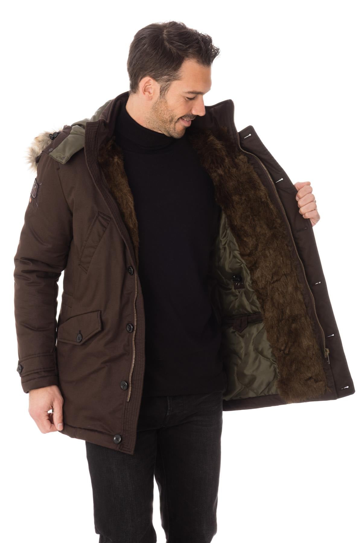 Men's brown polyester parka - Image n°4