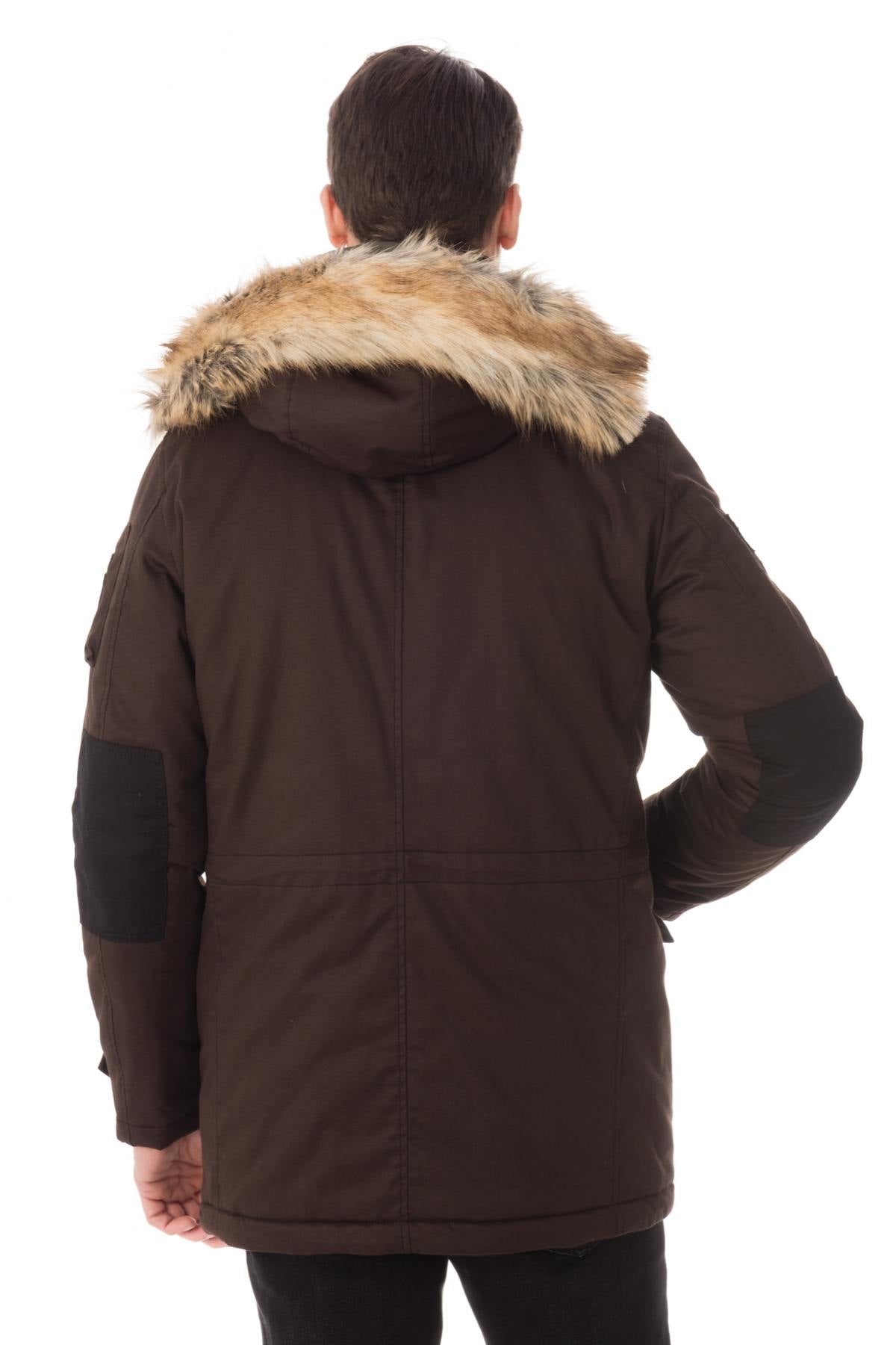 Men's brown polyester parka - Image n°5