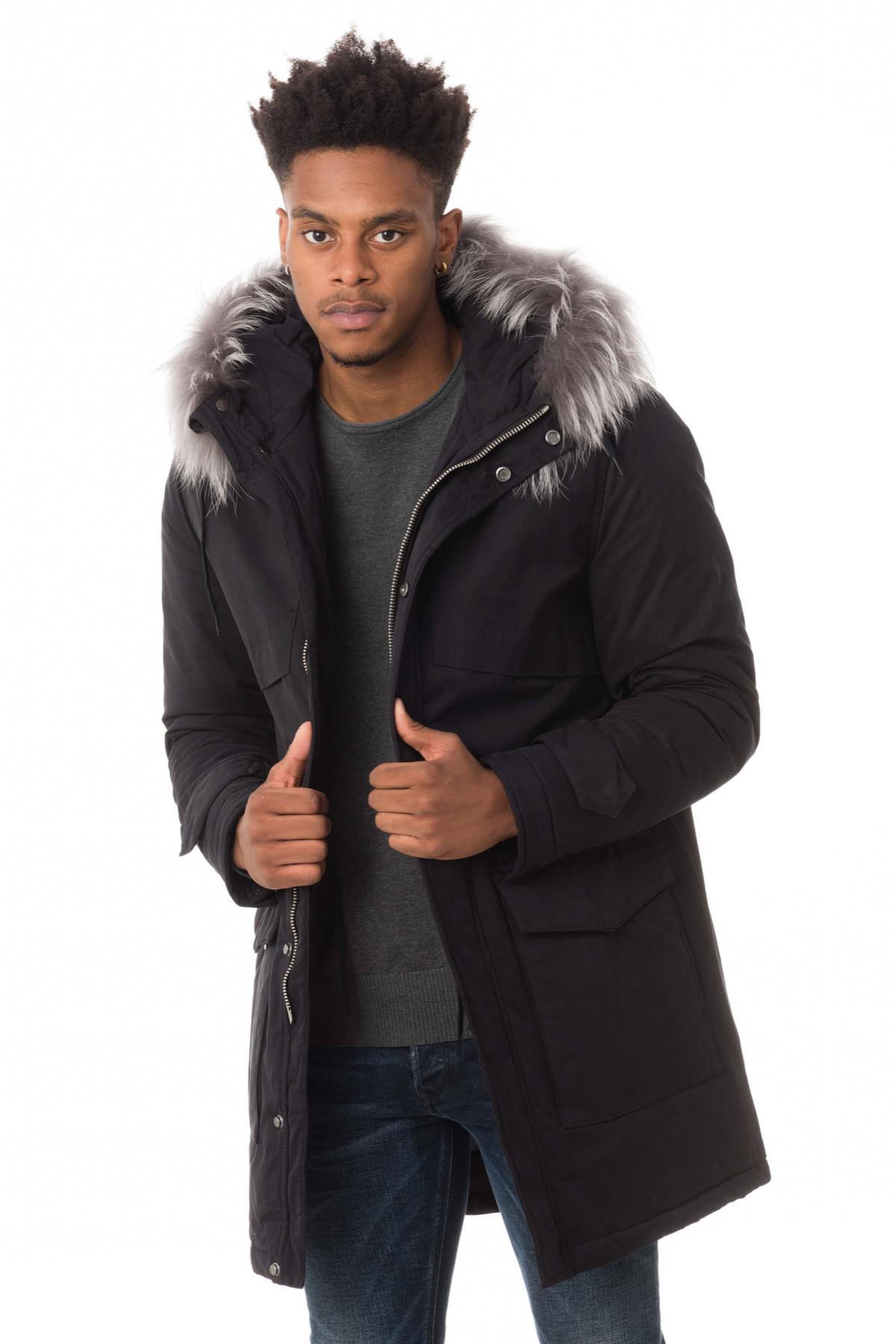 Men's navy blue parka - Image n°3