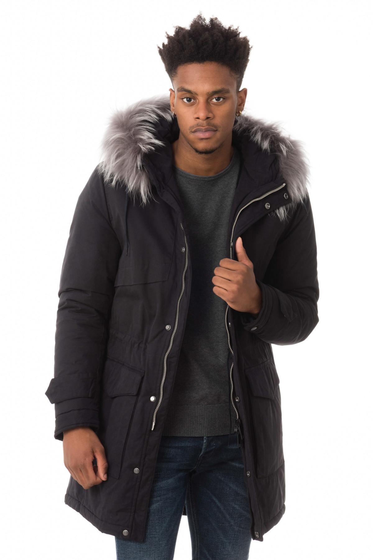 Men's navy blue parka - Image n°4