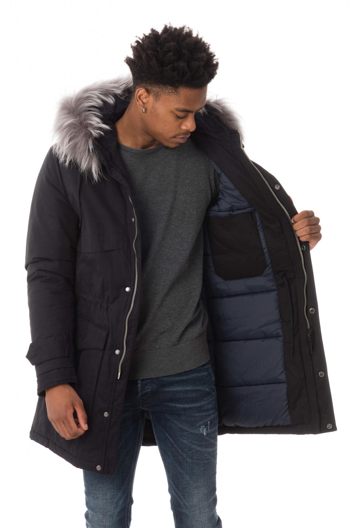 Men's navy blue parka - Image n°5