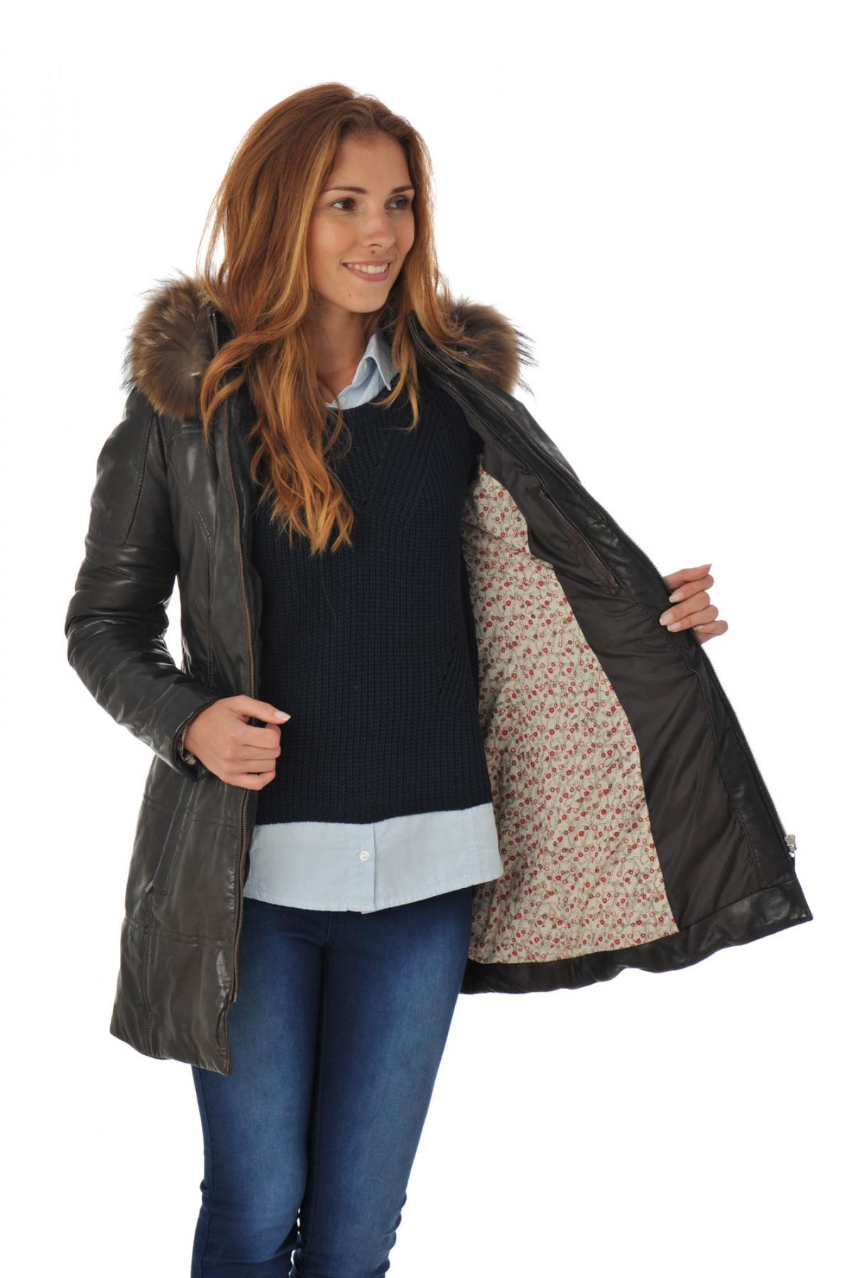 Women's brown lambskin coat - Image n°4