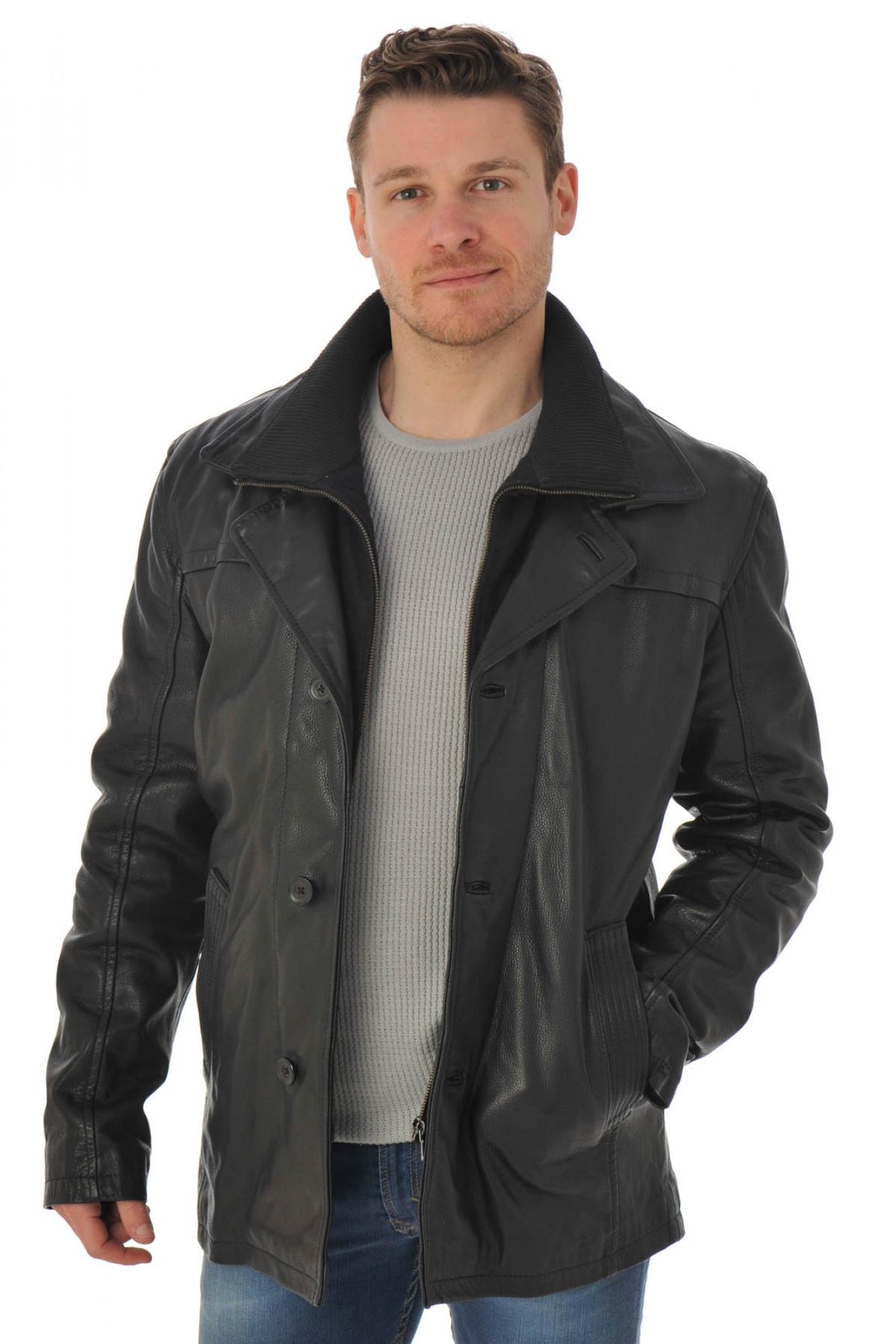 Men's cowhide leather jacket - Image n°3