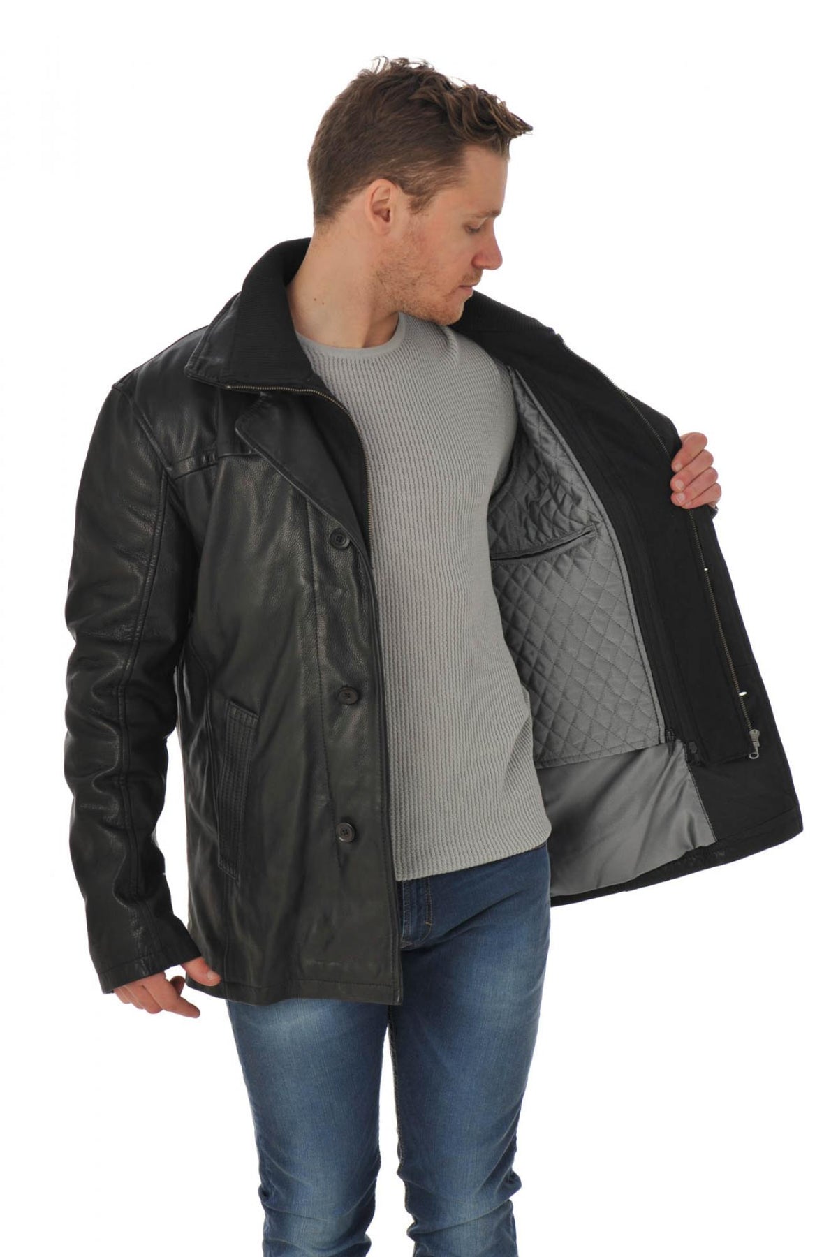 Men's cowhide leather jacket - Image n°5