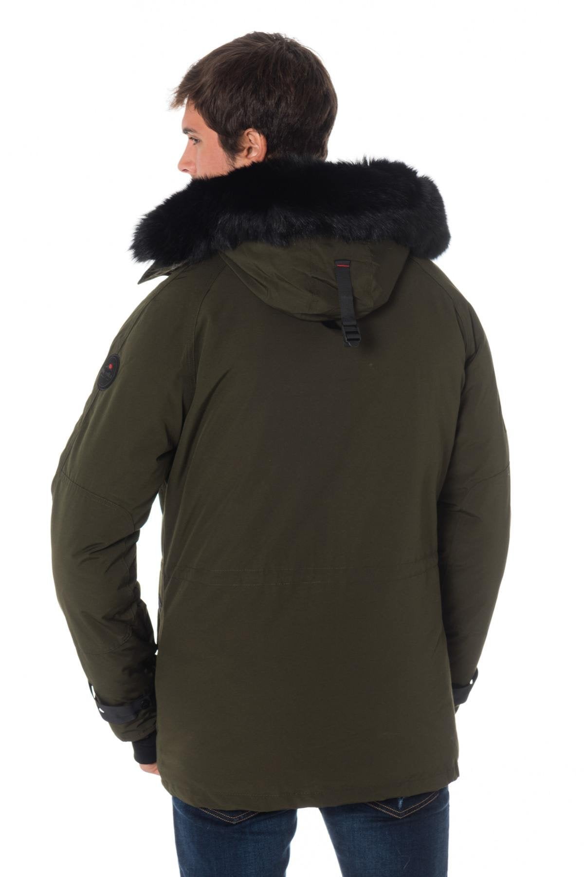 Helvetica men's khaki parka with black collar - Image n°5