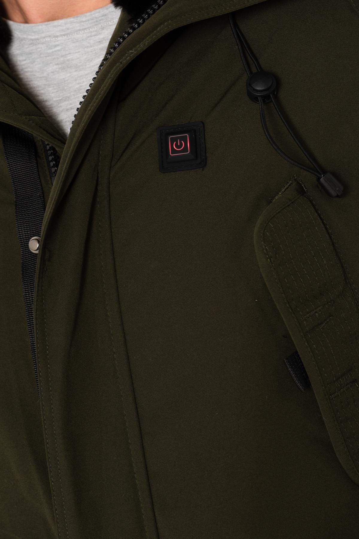 Helvetica men's khaki parka with black collar - Image n°7