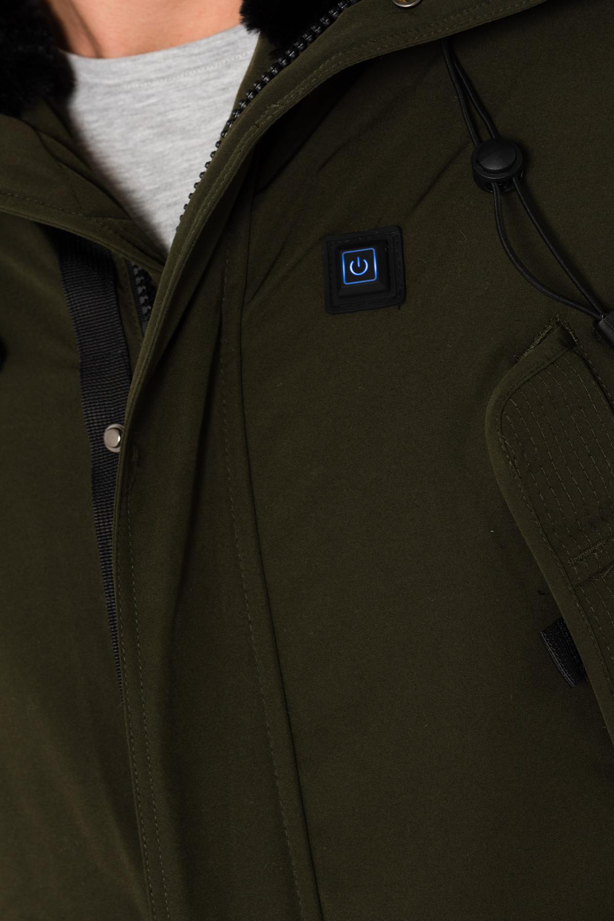 Helvetica men's khaki parka with black collar - Image n°8