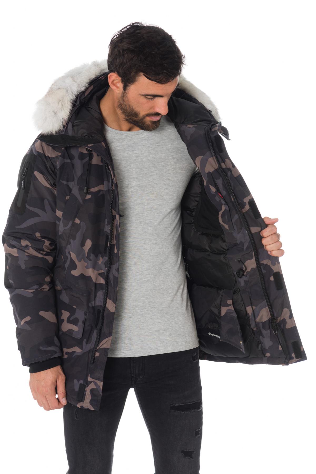 Helvetica camouflage print and white fur parka - Image n°6