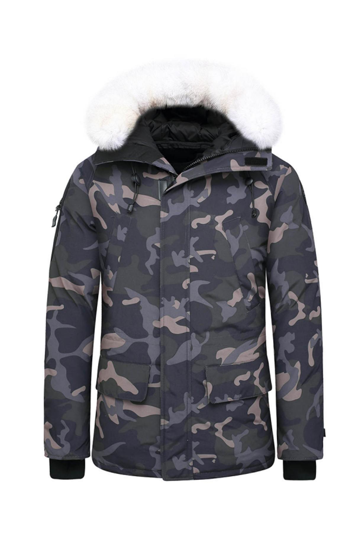 Helvetica camouflage print and white fur parka - Image n°4