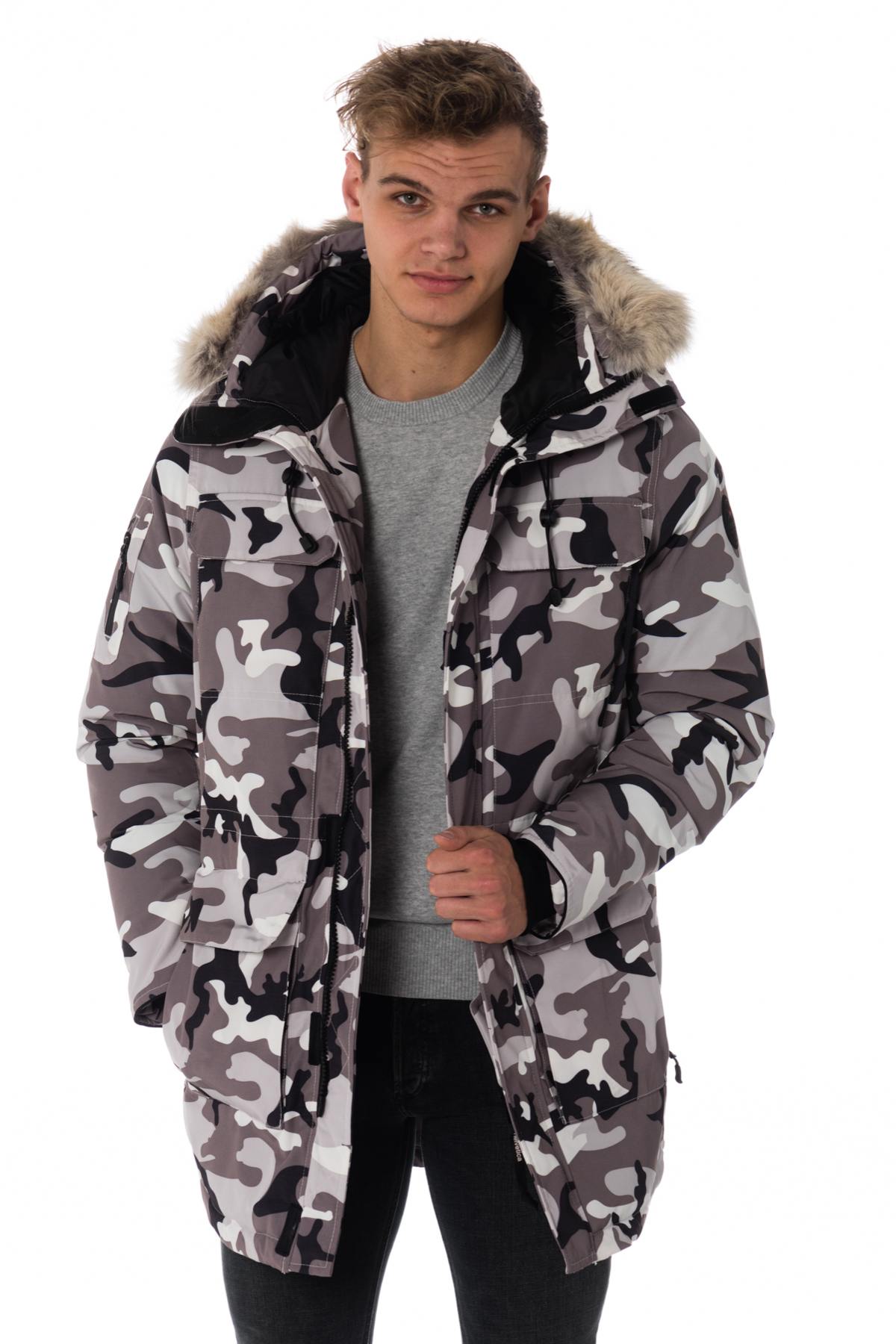 Helvetica men's light camouflage parka - Image n°1