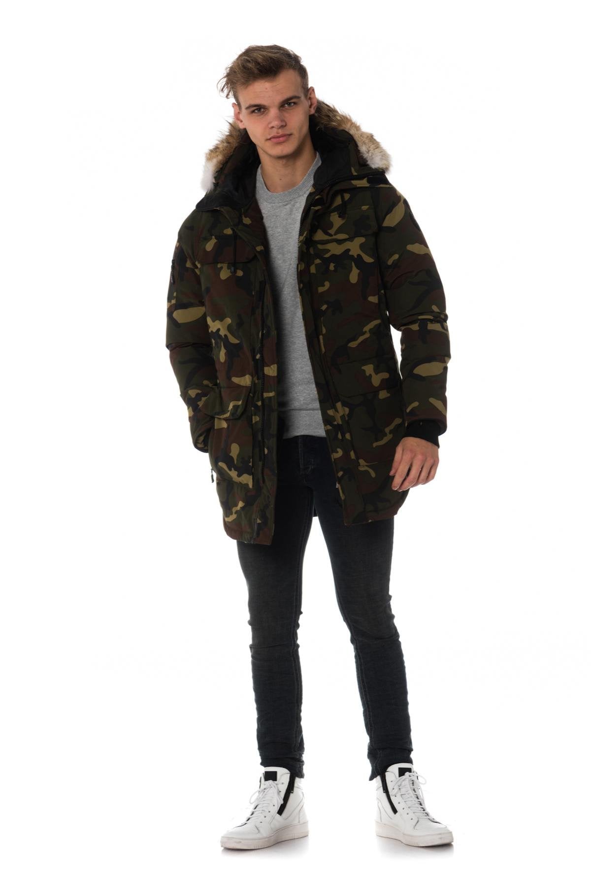 Helvetica men's green camouflage parka - Image n°4