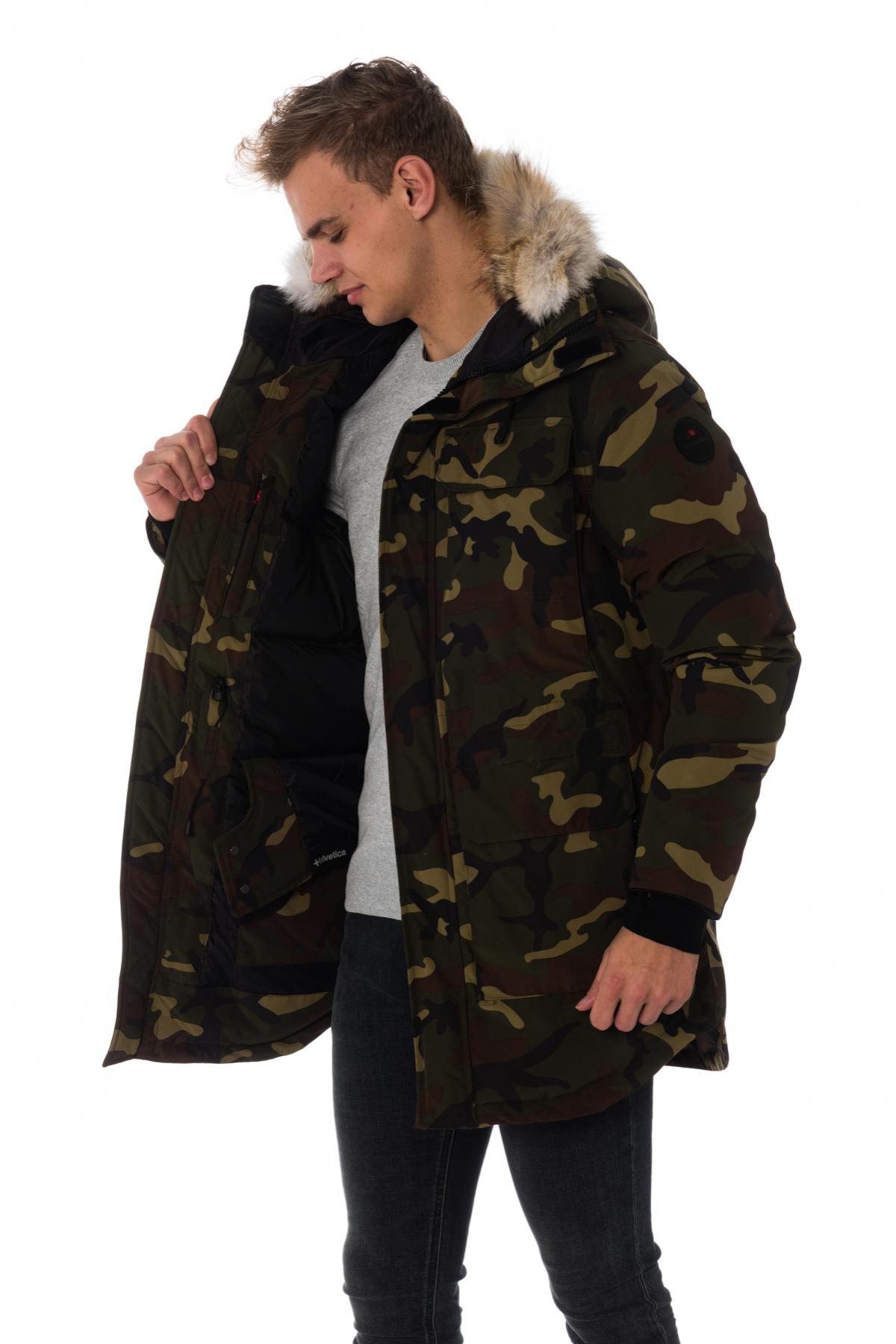 Helvetica men's green camouflage parka - Image n°5