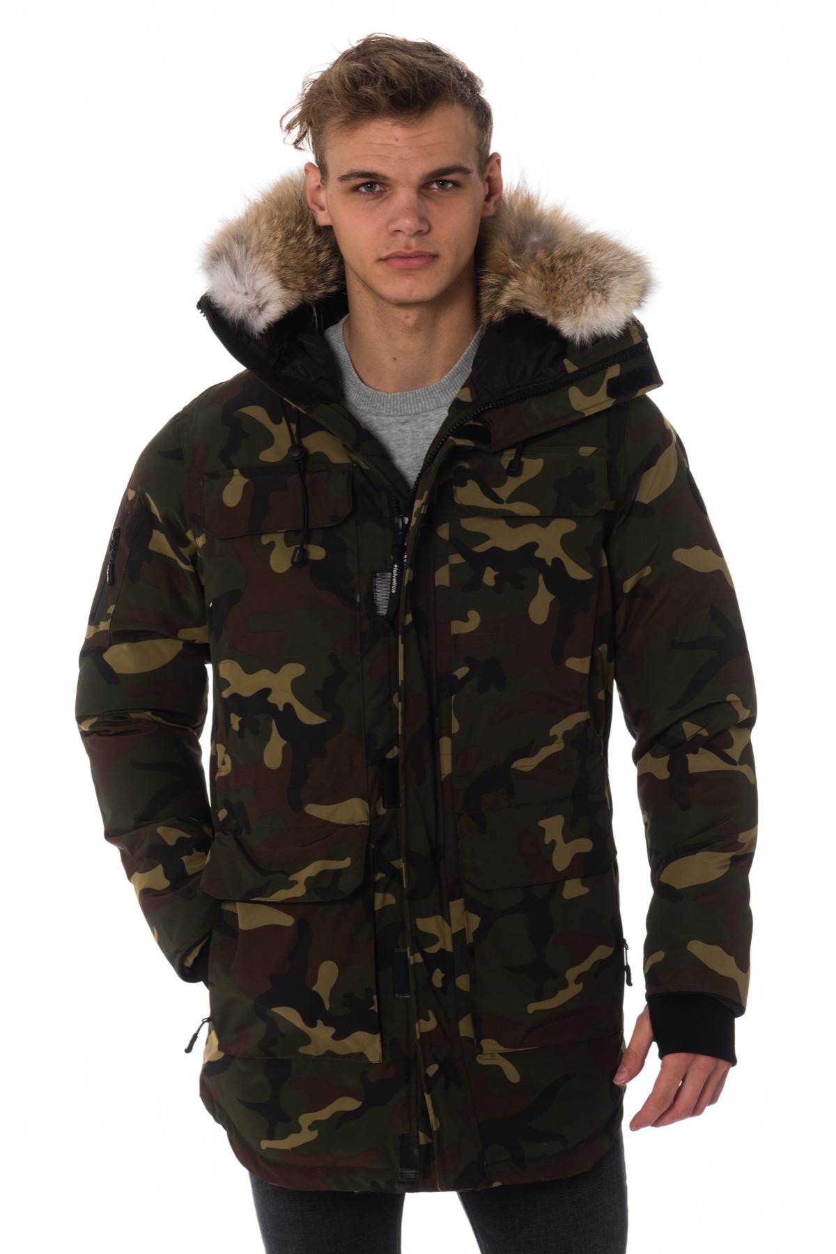 Helvetica men's green camouflage parka - Image n°2