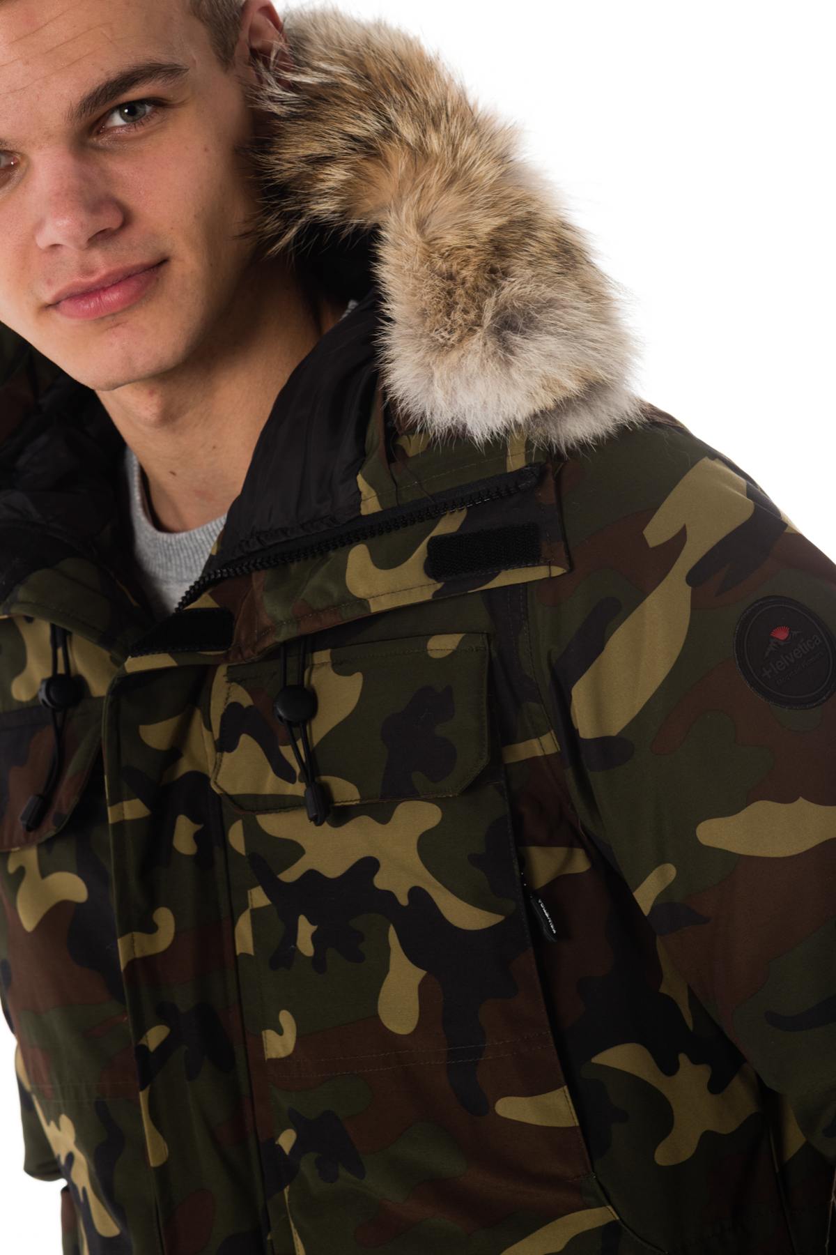 Helvetica men's green camouflage parka - Image n°7