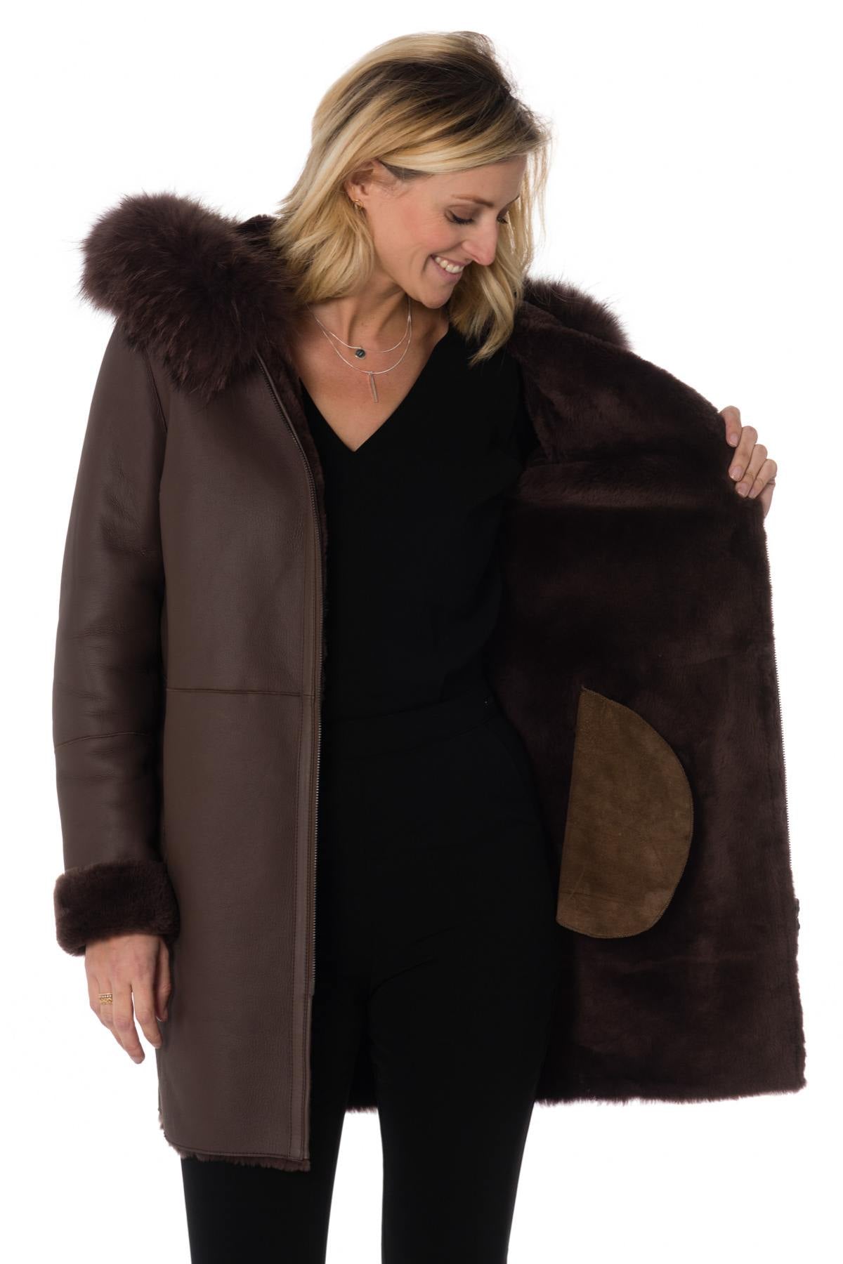 Shearling coat with raccoon fur Intuition - Image n°11