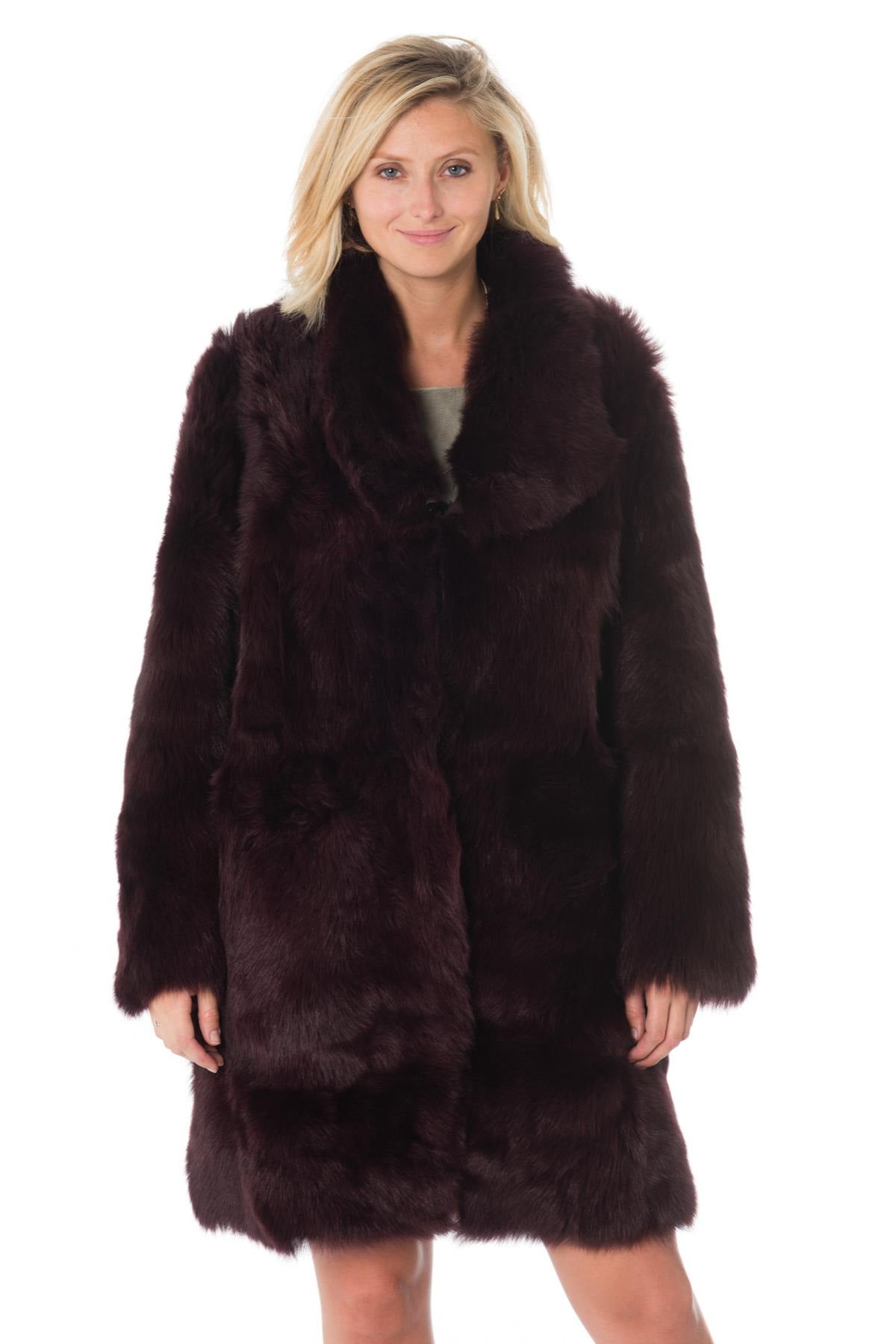 Intuition women's shearling coat in plum color - Image n°2