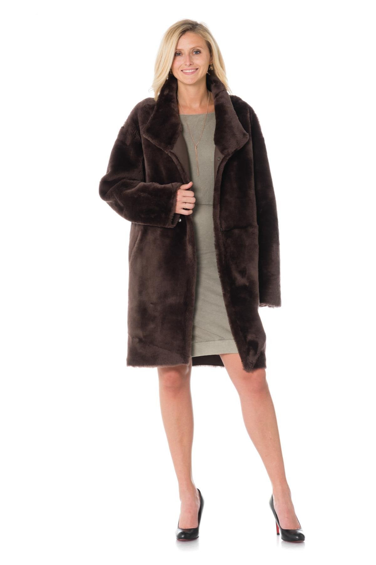 Women's reversible shearling coat Intuition - Image n°4