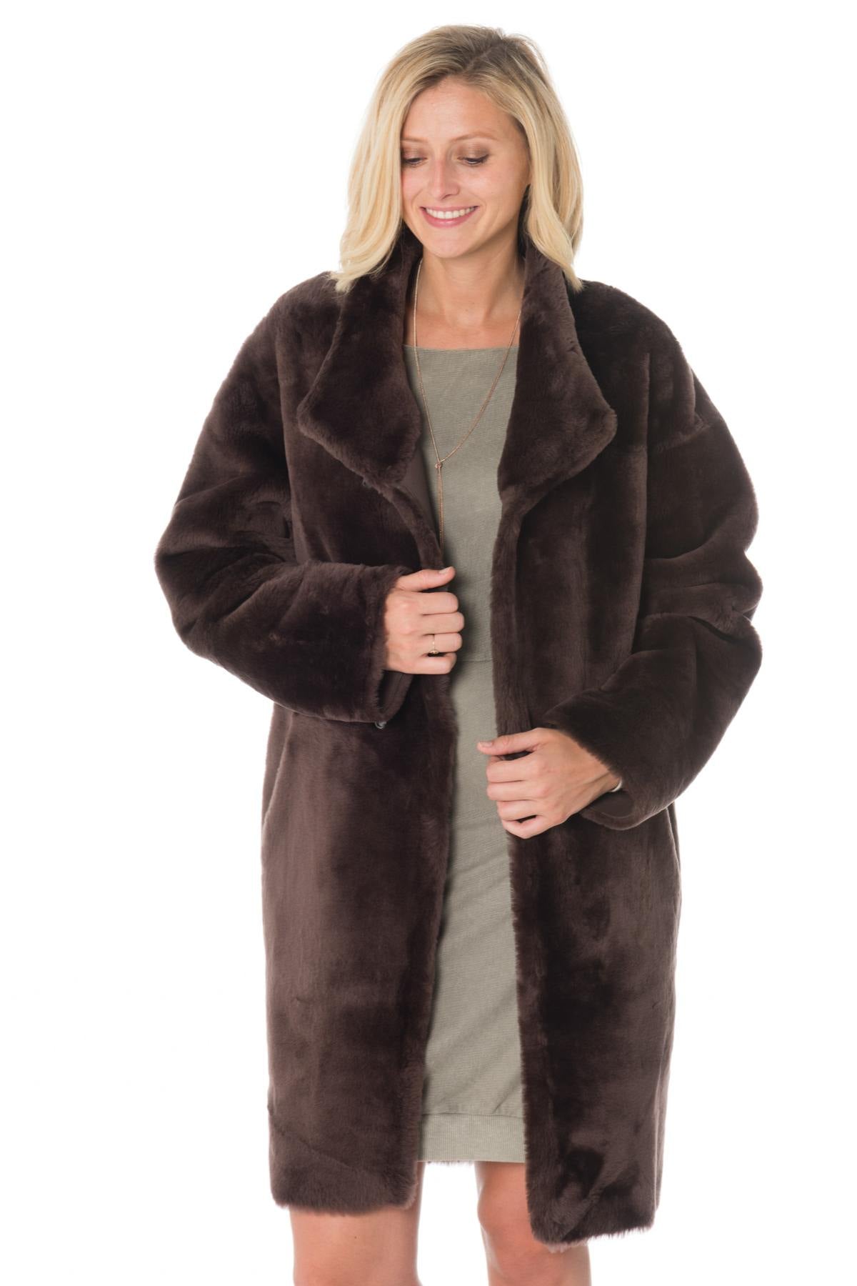 Women's reversible shearling coat Intuition - Image n°2