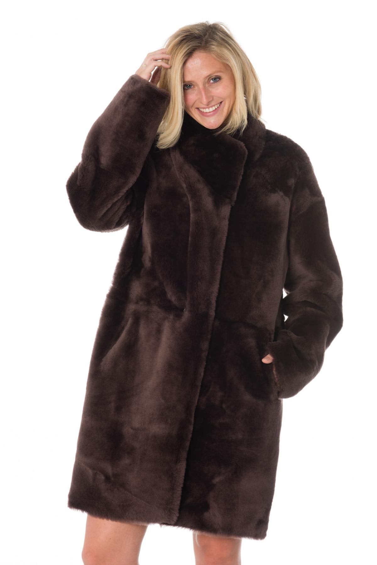 Women's reversible shearling coat Intuition - Image n°6