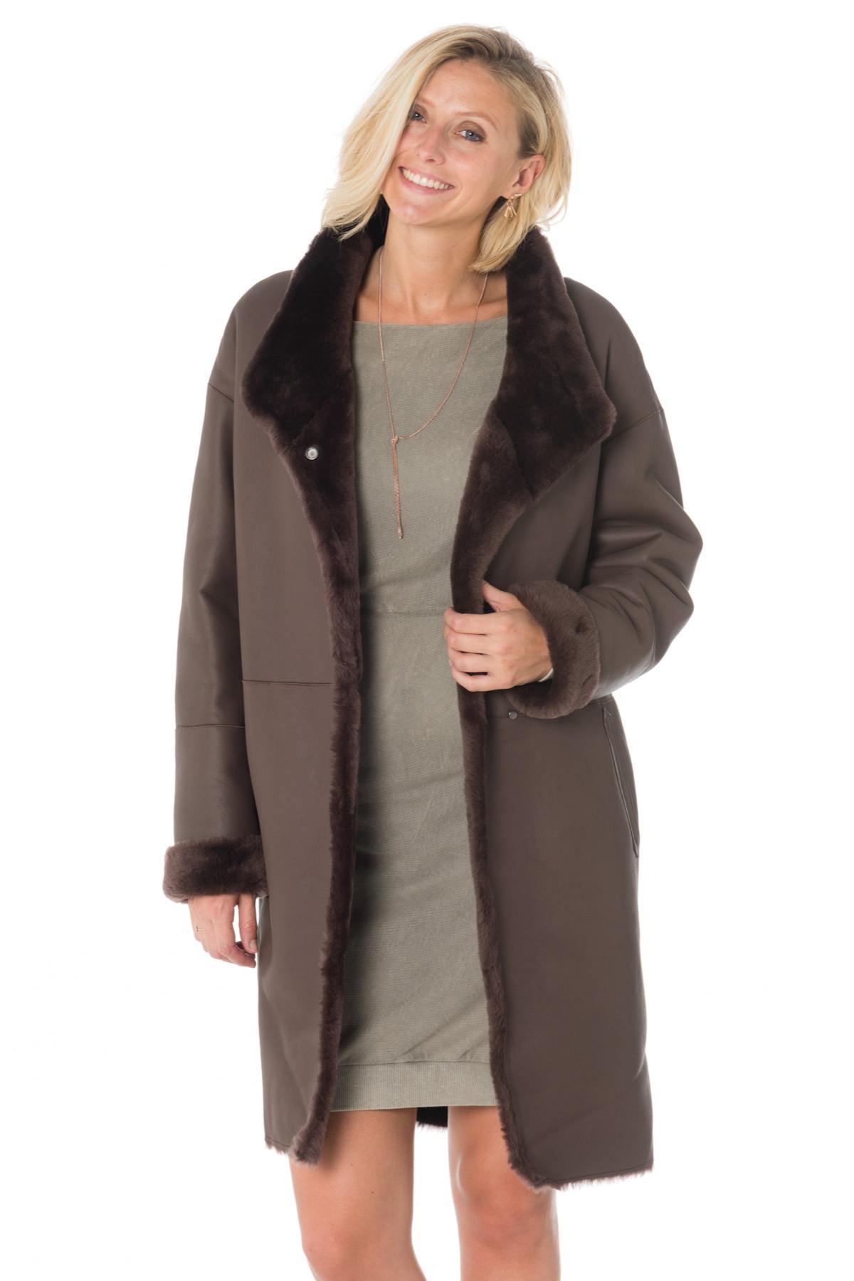 Women's reversible shearling coat Intuition - Image n°5