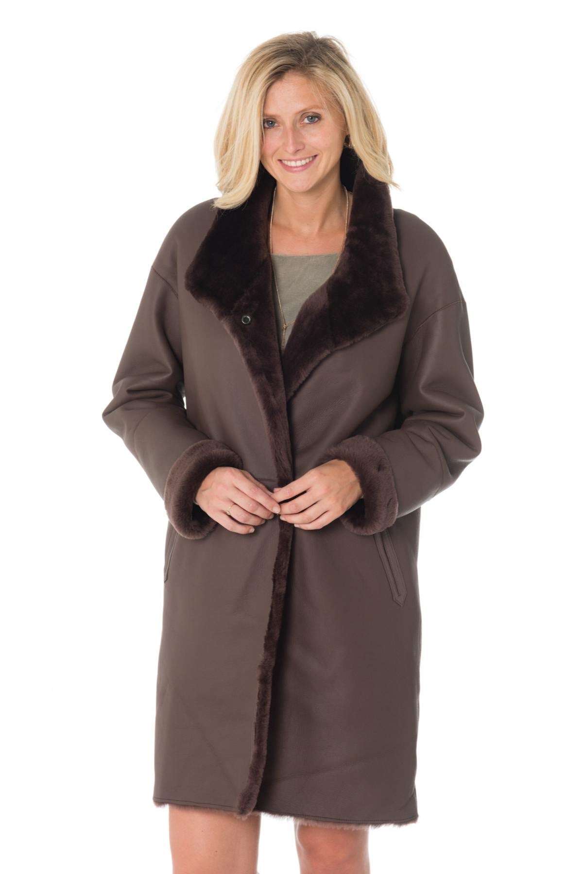 Women's reversible shearling coat Intuition - Image n°1