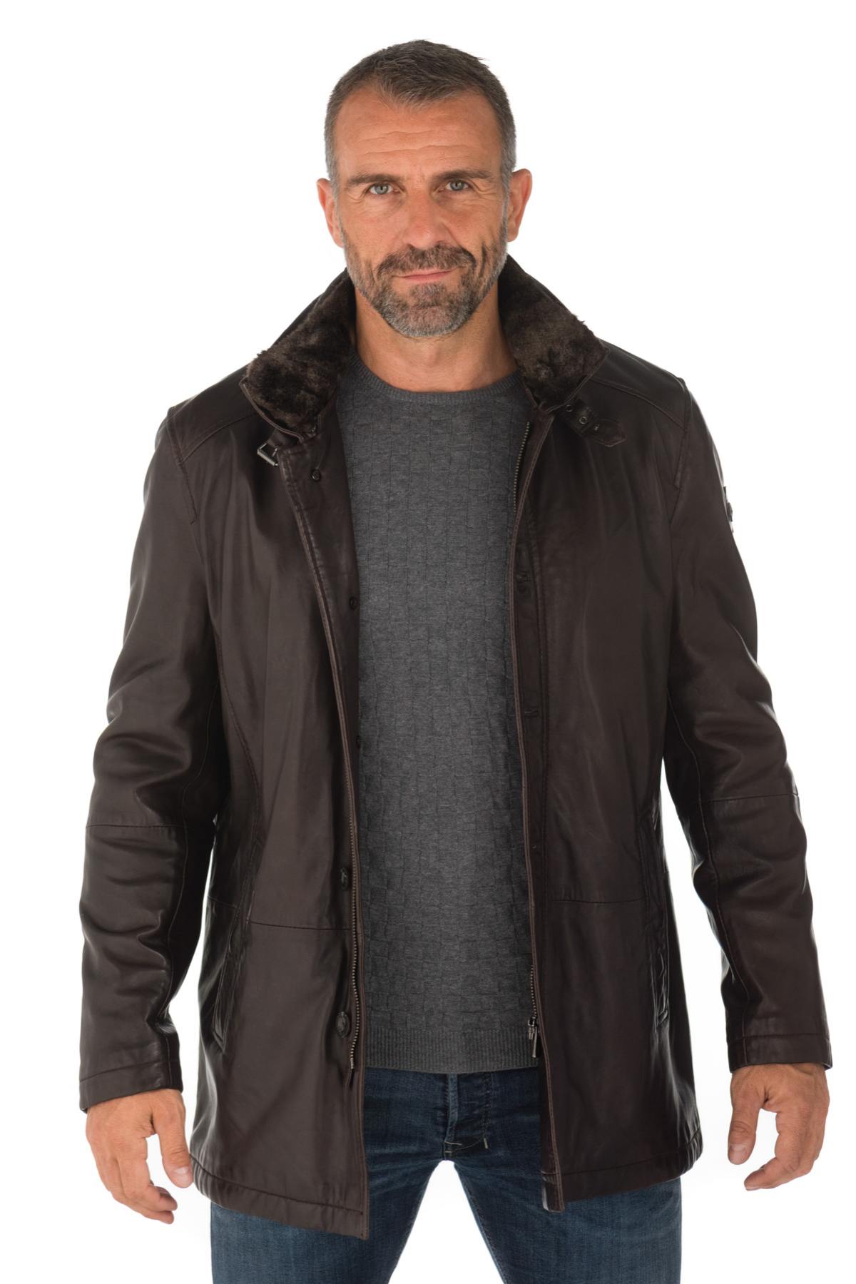 Milestone men's dark brown mid-length jacket - Image n°2