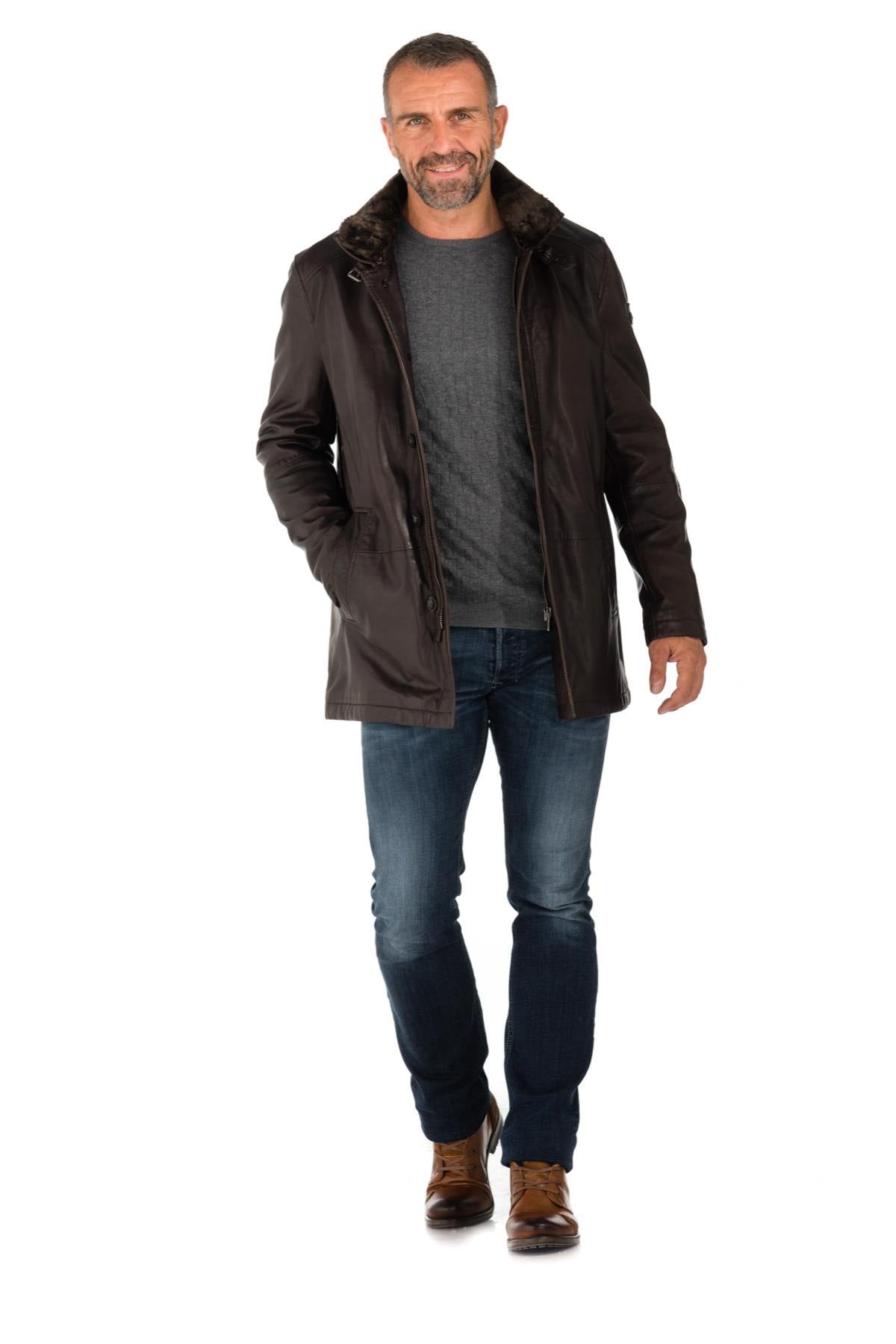 Milestone men's dark brown mid-length jacket - Image n°7