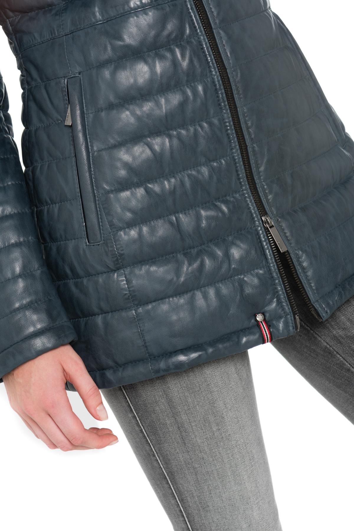 Women's down jacket in blue sheepskin leather - Image n°7