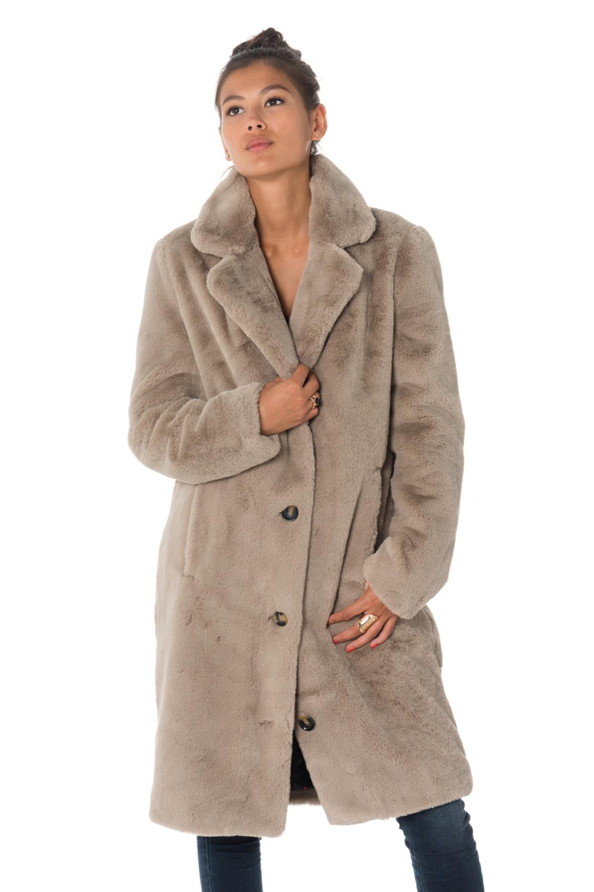 Oakwood Dark Beige Faux Fur Coat - Image n°2