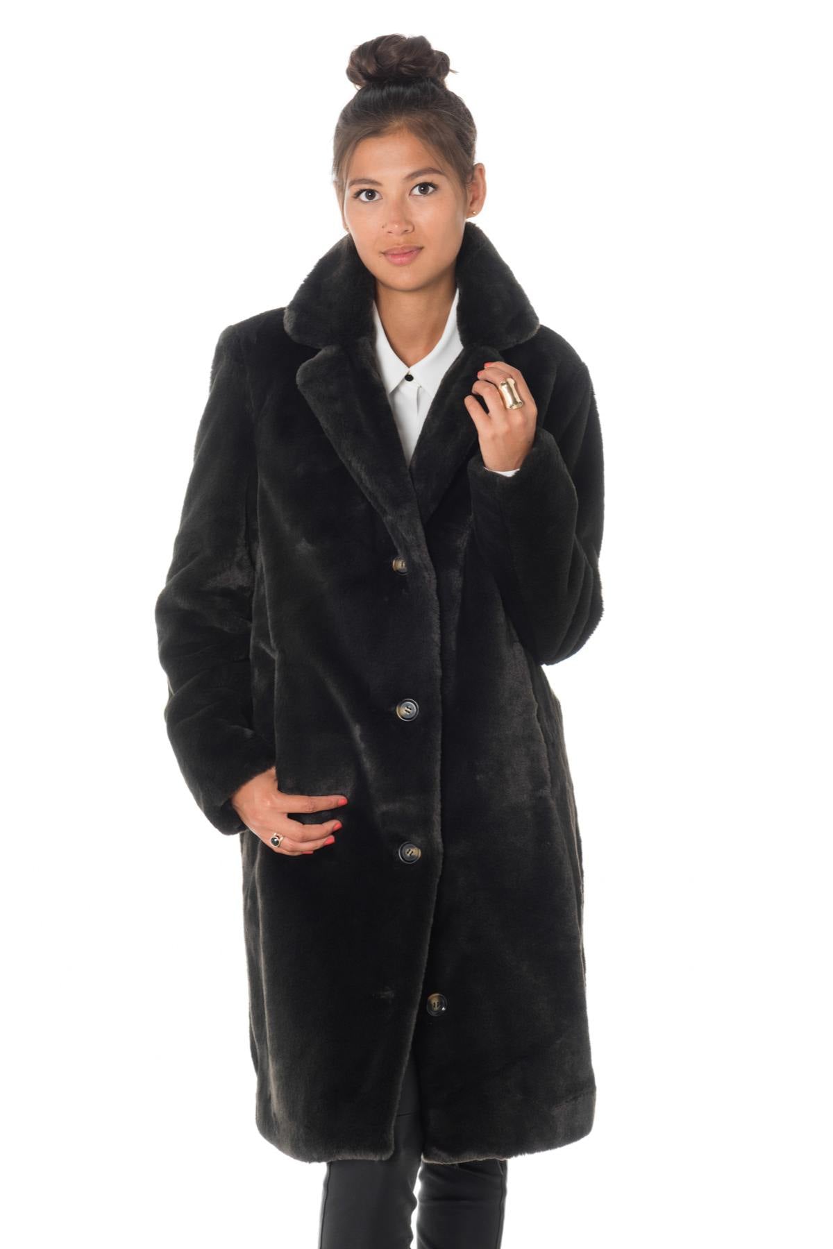 Dark Gray Oakwood Faux Fur Coat - Image n°1